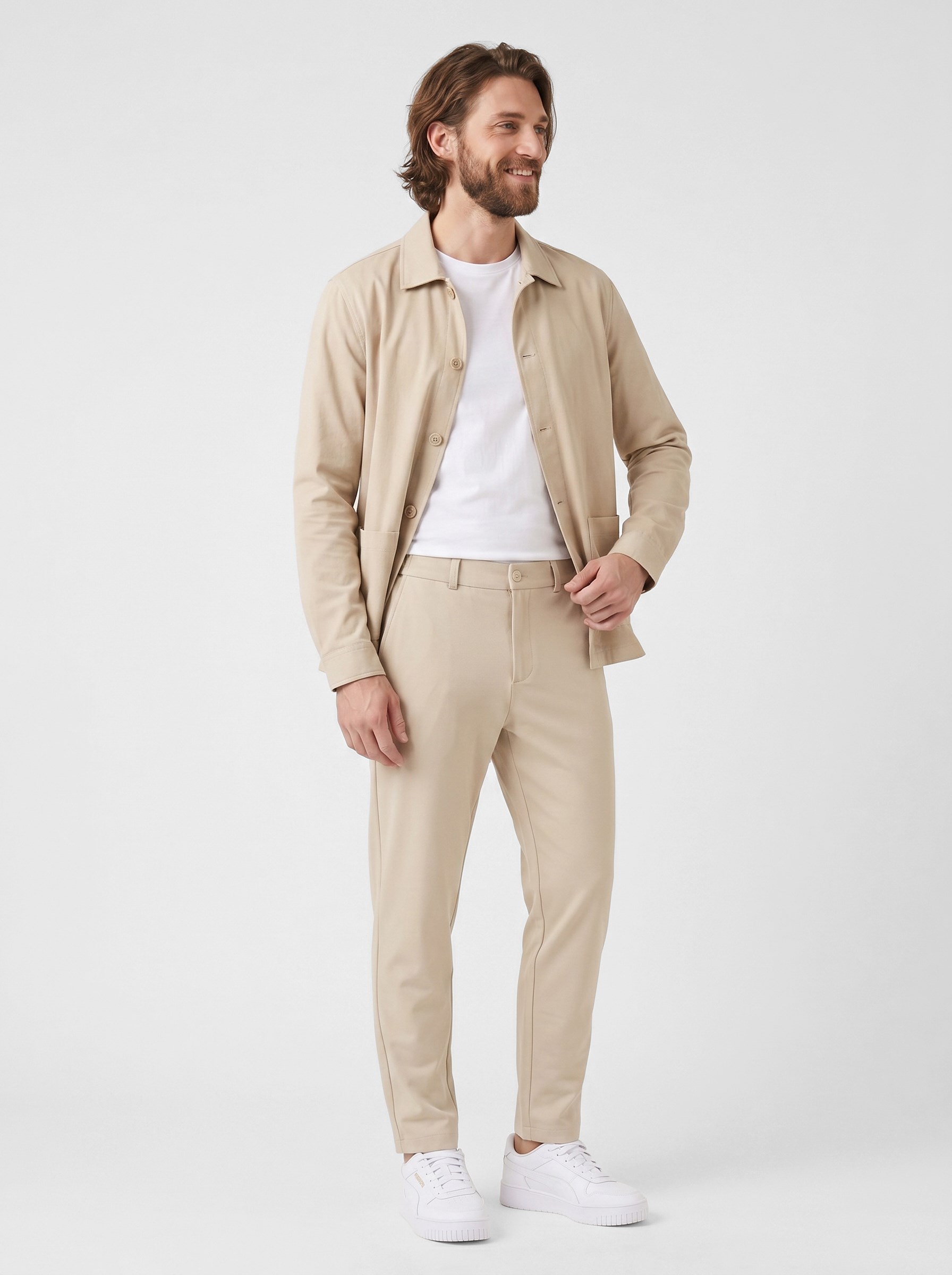 Spor Klasik Bej Kolay Ütülenebilir Easy Iron Erkek Pantolon
