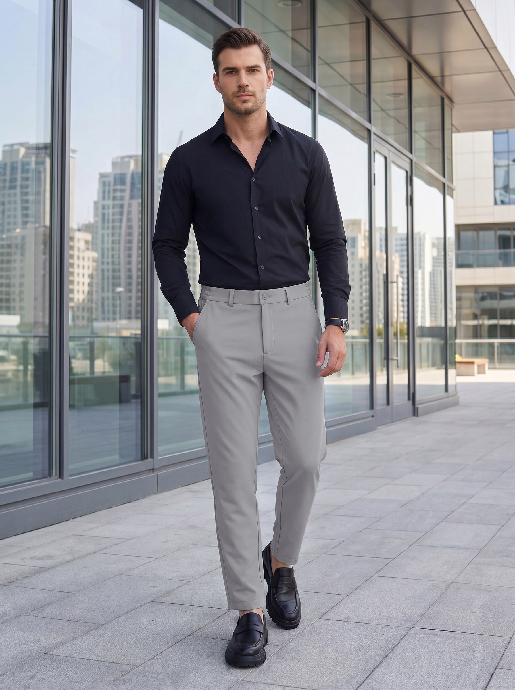 Spor Klasik Gri Kolay Ütülenebilir Easy Iron Erkek Pantolon · 6