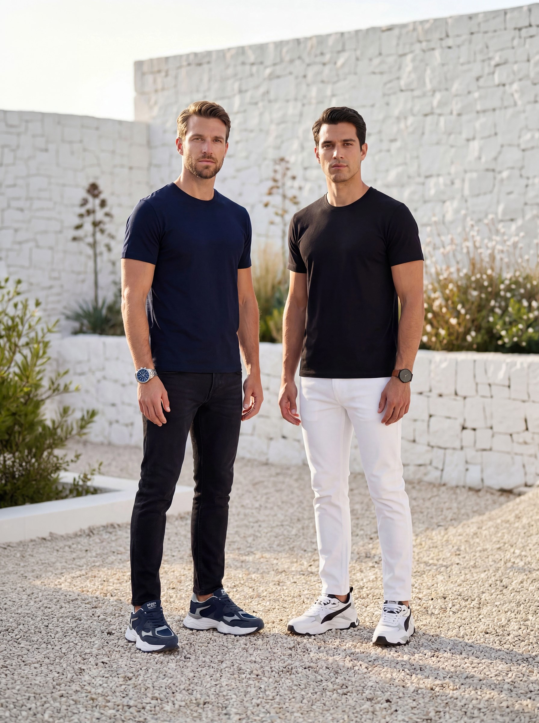 Premium %100 Organik Pamuk 2'li Siyah-Lacivert Basic Slimfit Erkek Tişört