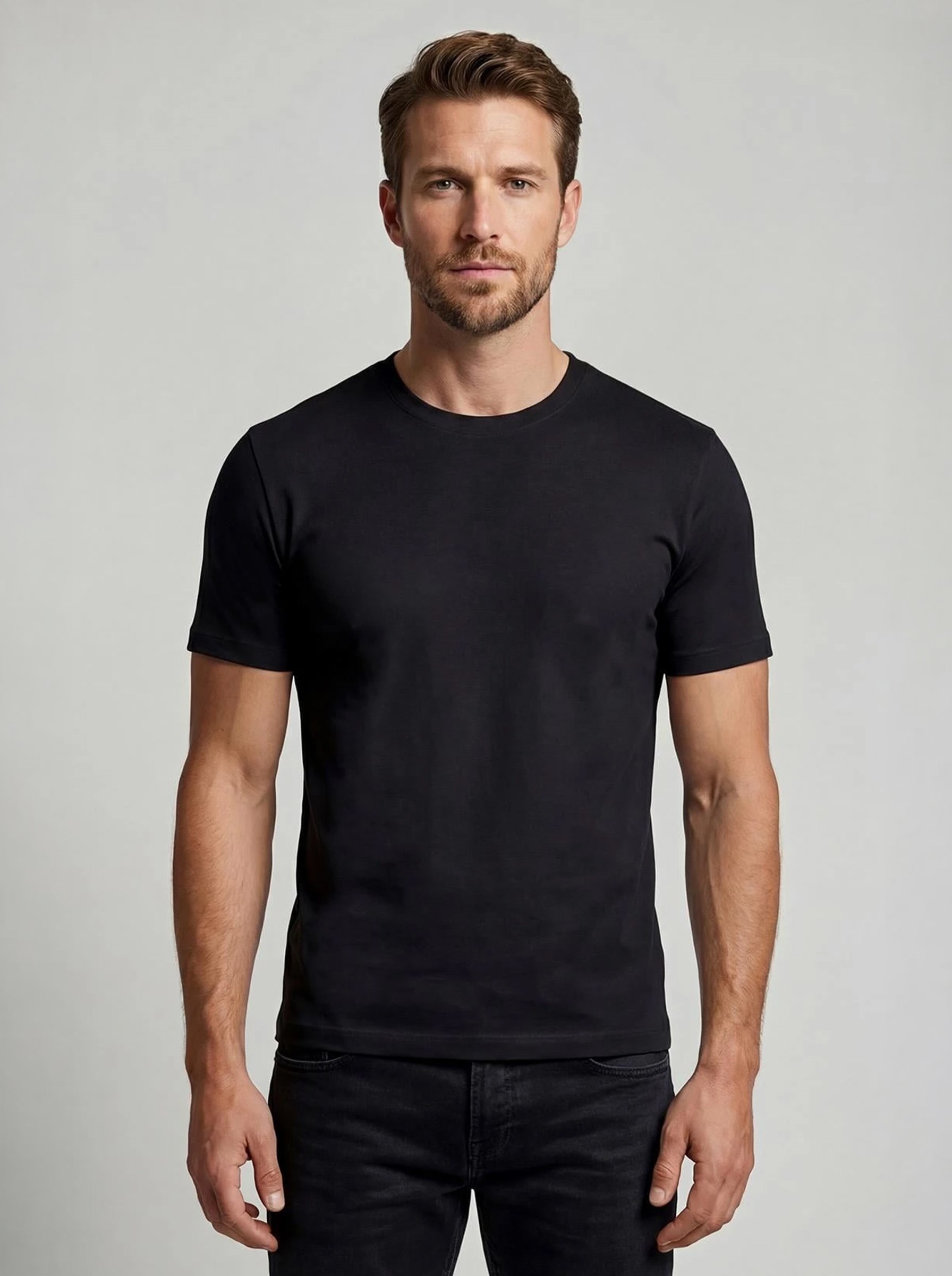Premium  %100 Organik Pamuk Basic Slimfit Siyah Erkek Tişört
