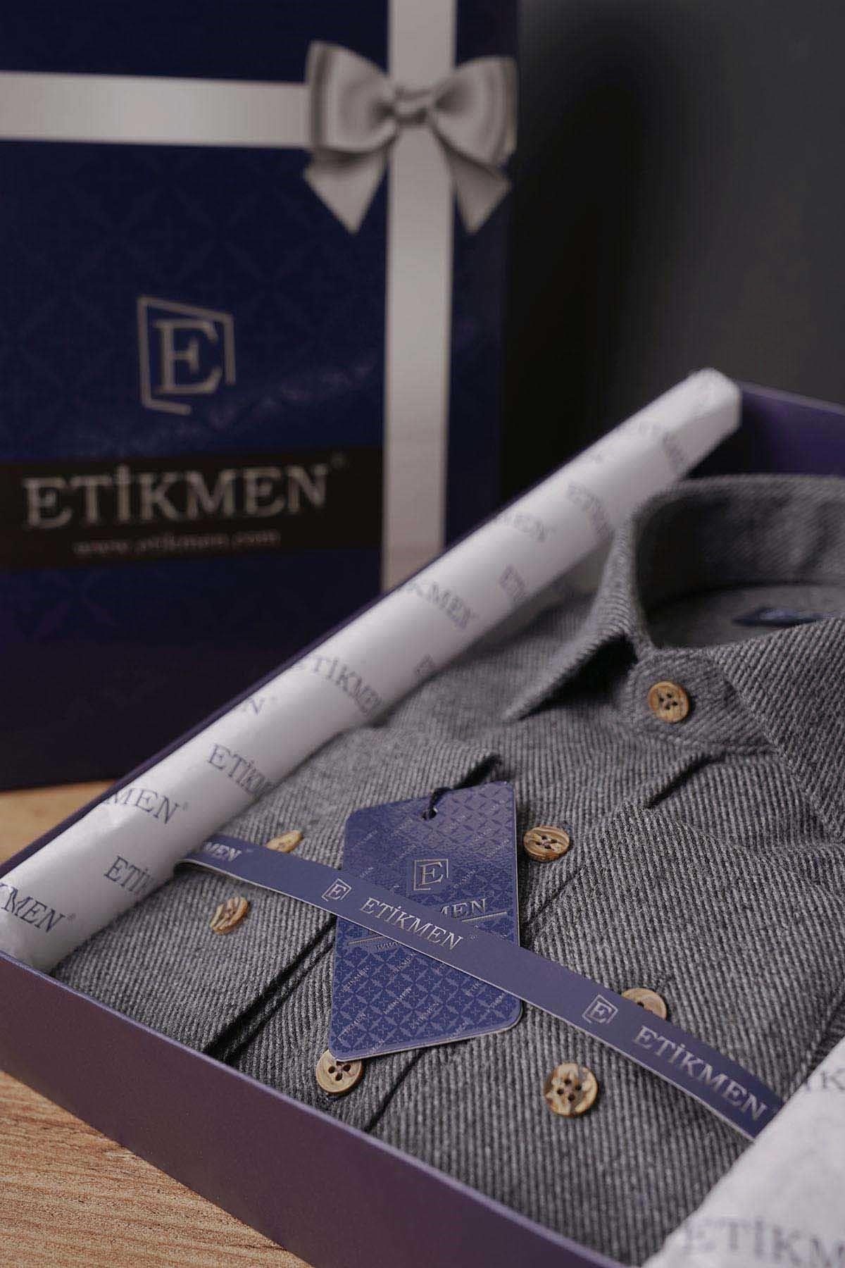 Füme Düz Slimfit Oduncu Erkek Gömlek · 3