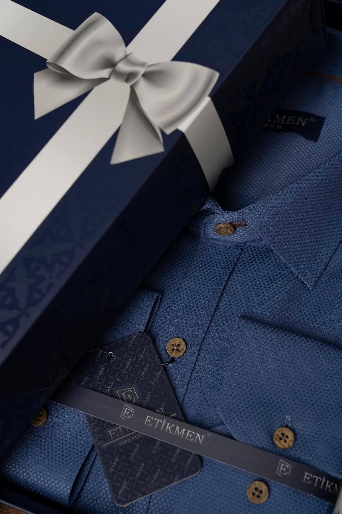 indigo Kahve Düğmeli Slimfit Erkek Gömlek · 7