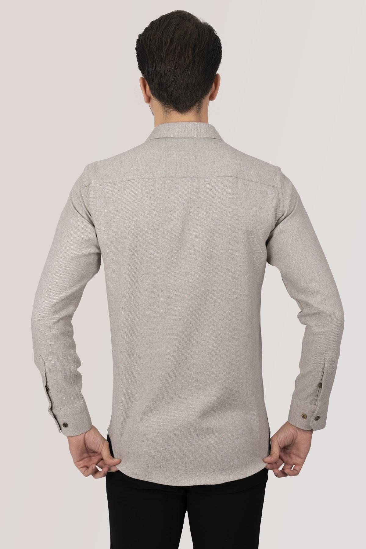 Sütlü Kahve Düz Slimfit Oduncu Erkek Gömlek · 6