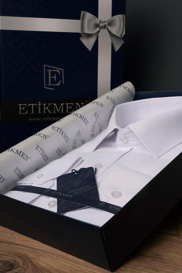 Beyaz Sedef Düğmeli Slimfit Erkek Gömlek · 6