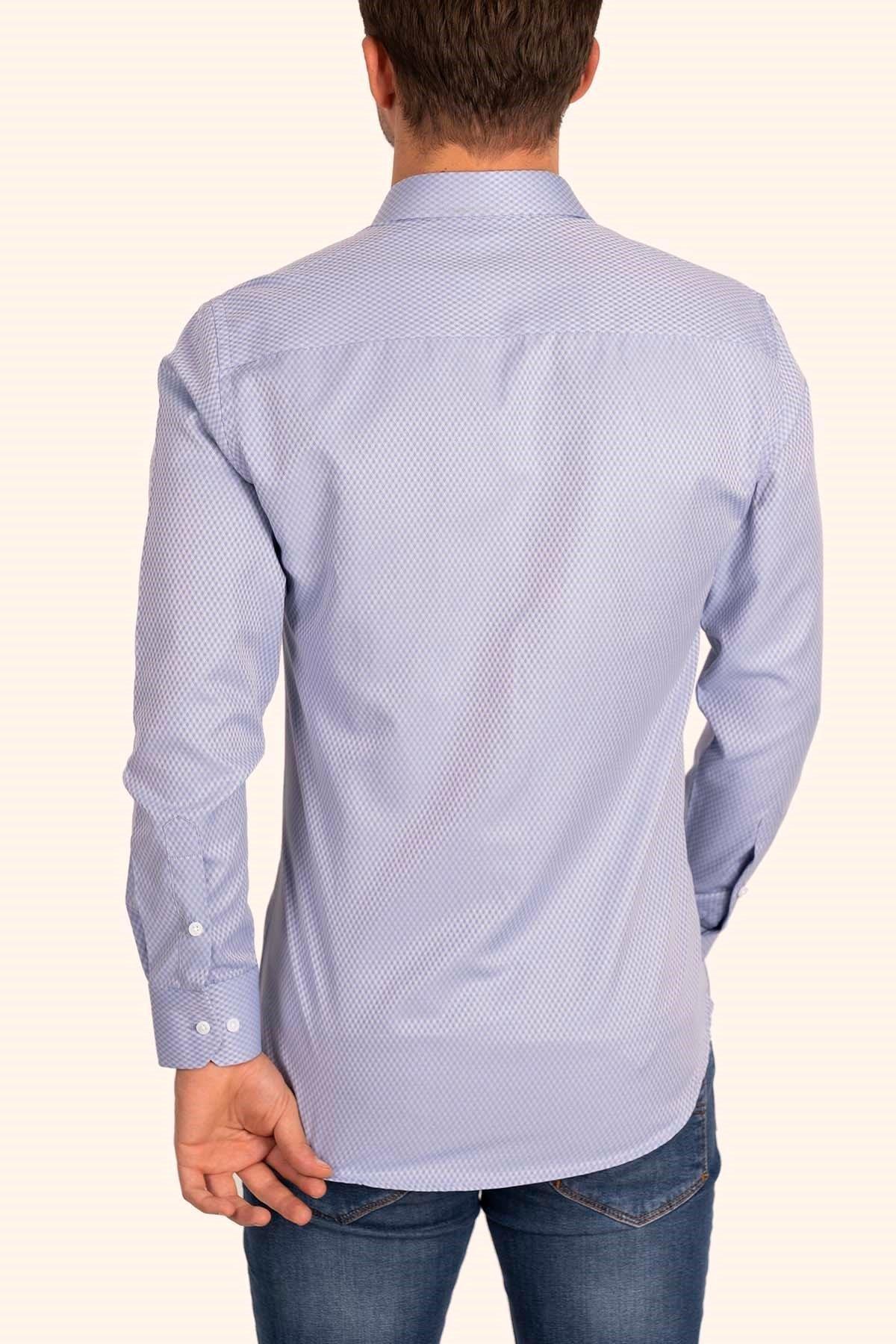 Mavi Baklava Desen Slimfit Erkek Gömlek · 9