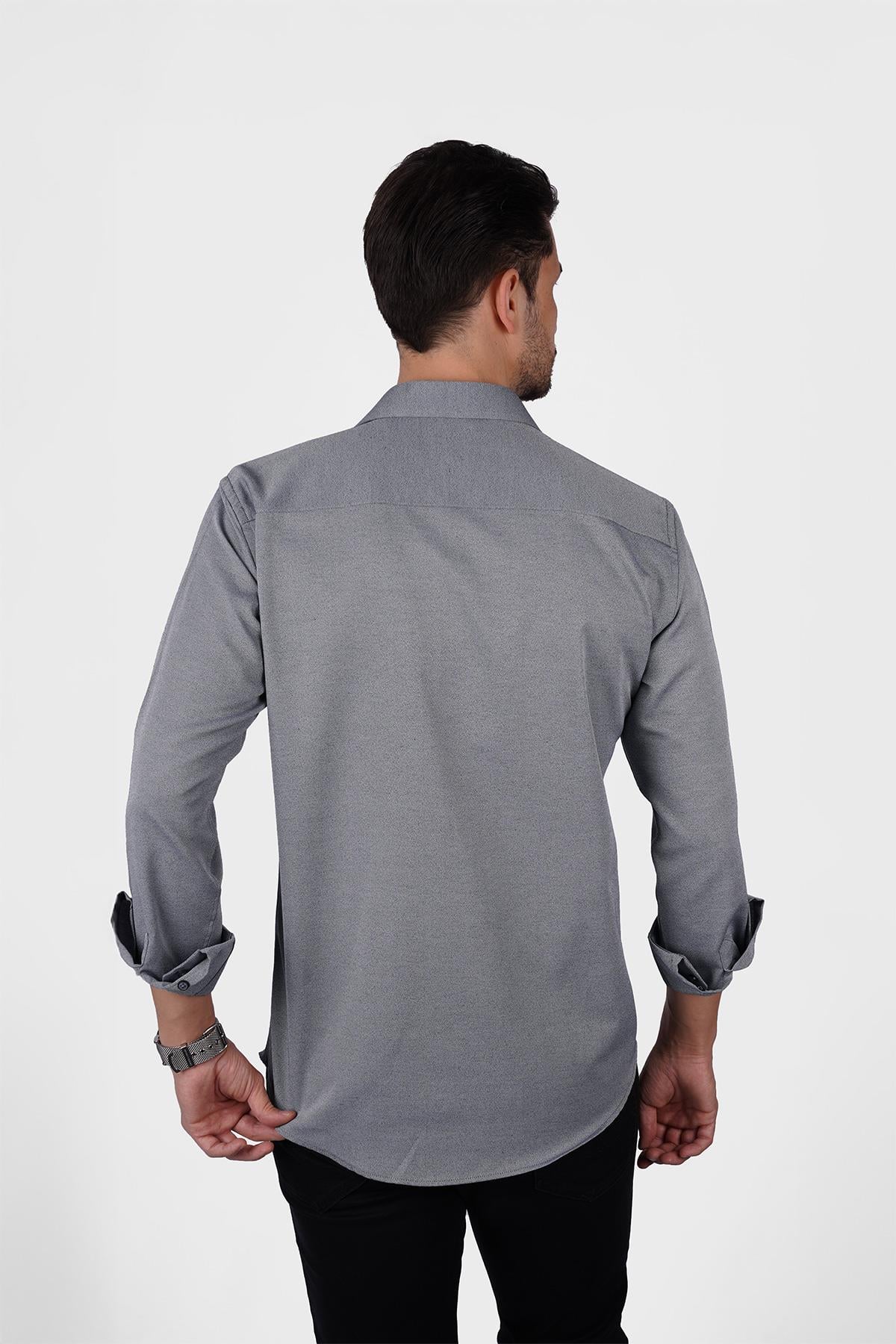 Taş Gri Erkek Slimfit Erkek Gömlek · 8