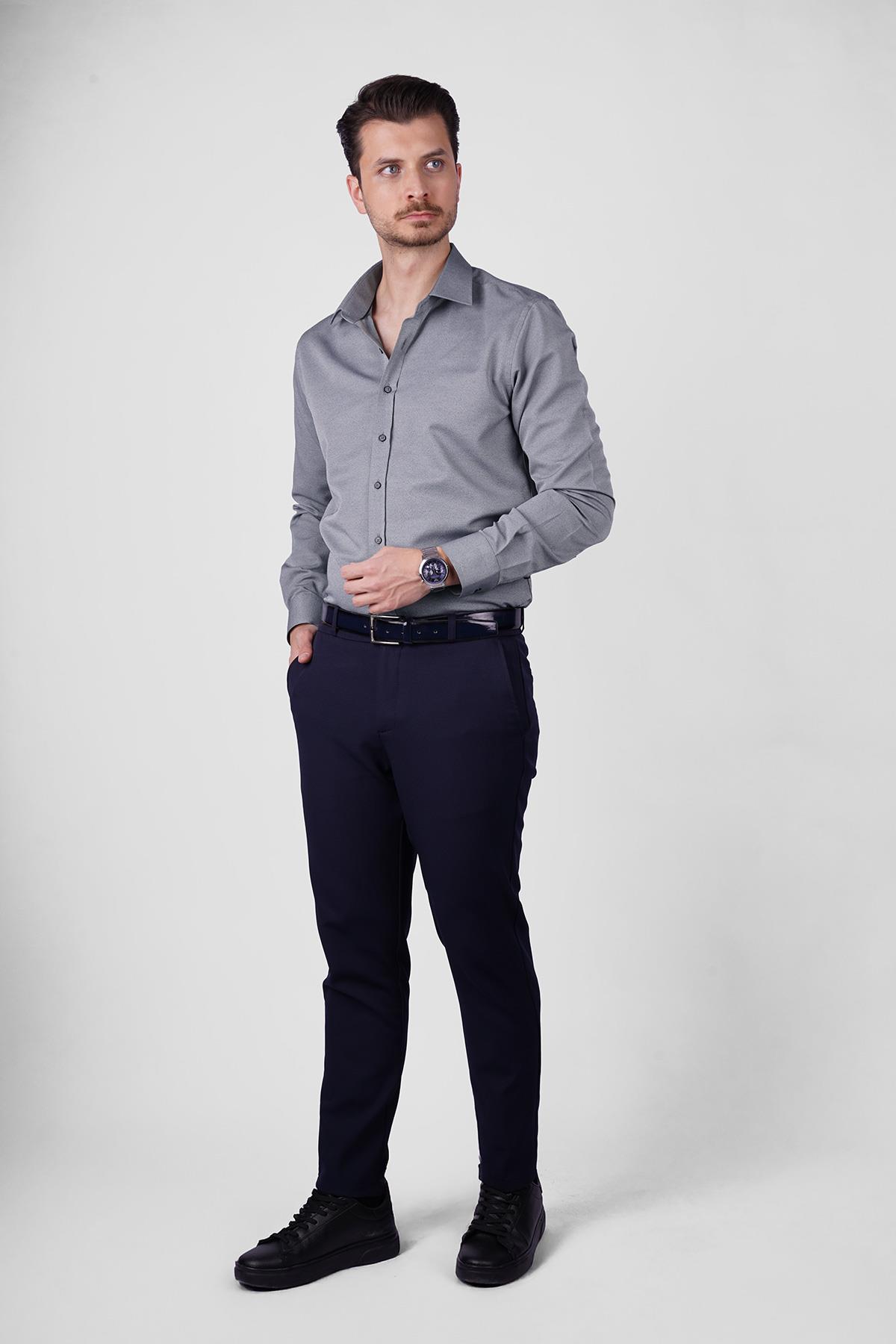 Taş Gri Erkek Slimfit Erkek Gömlek · 7