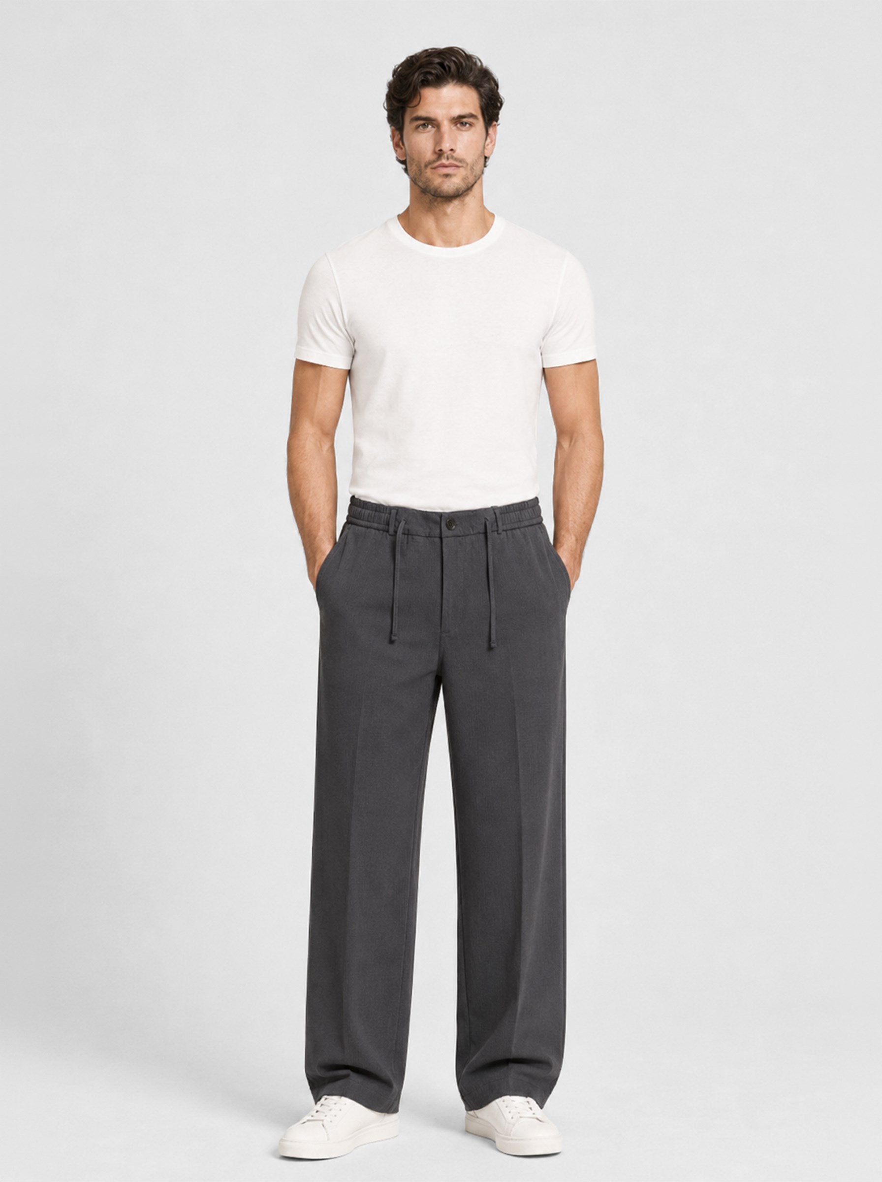 Füme Relax Fit İpli Baggy Pantolon