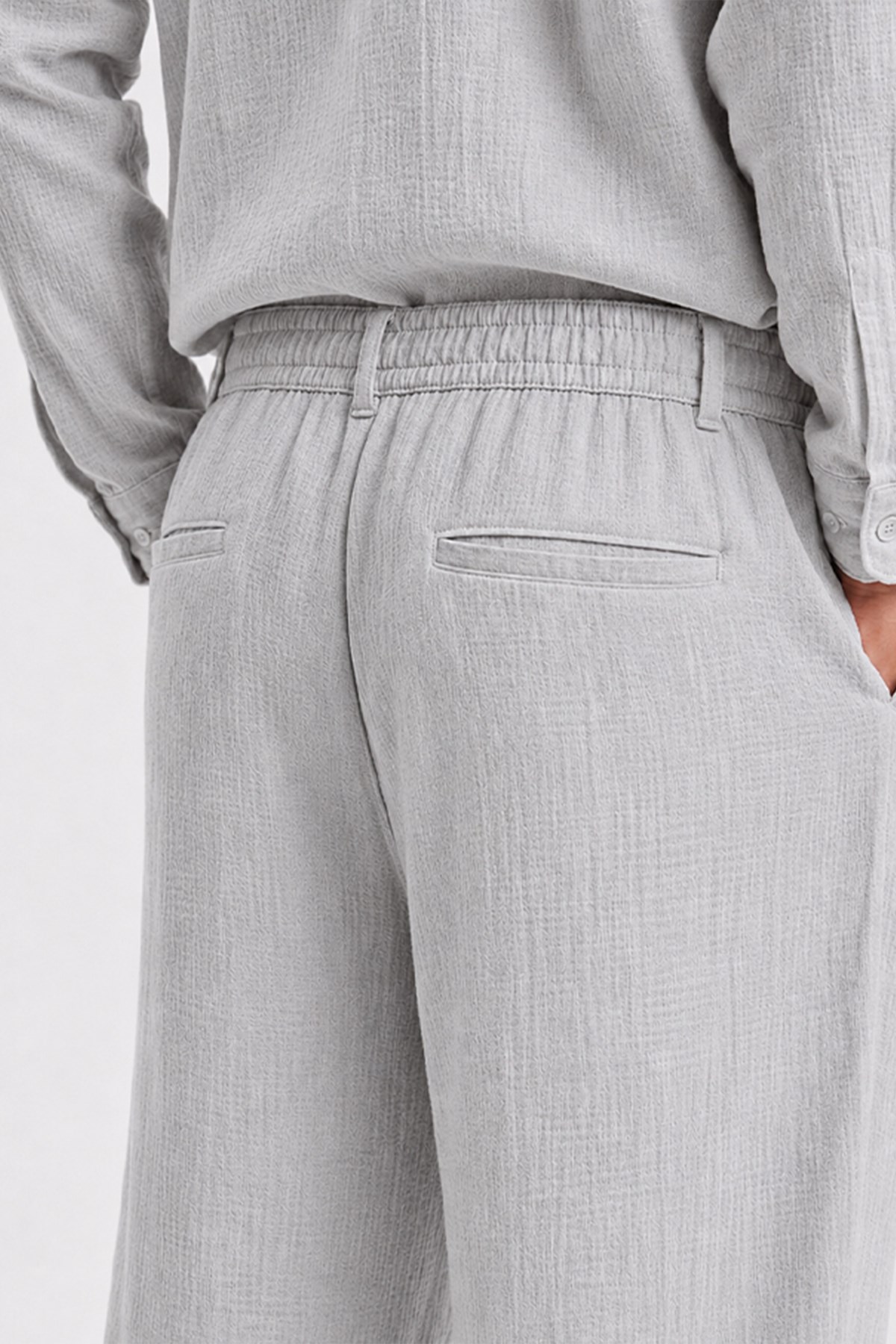 Gri Regular Fit Müslin Pantolon · 6