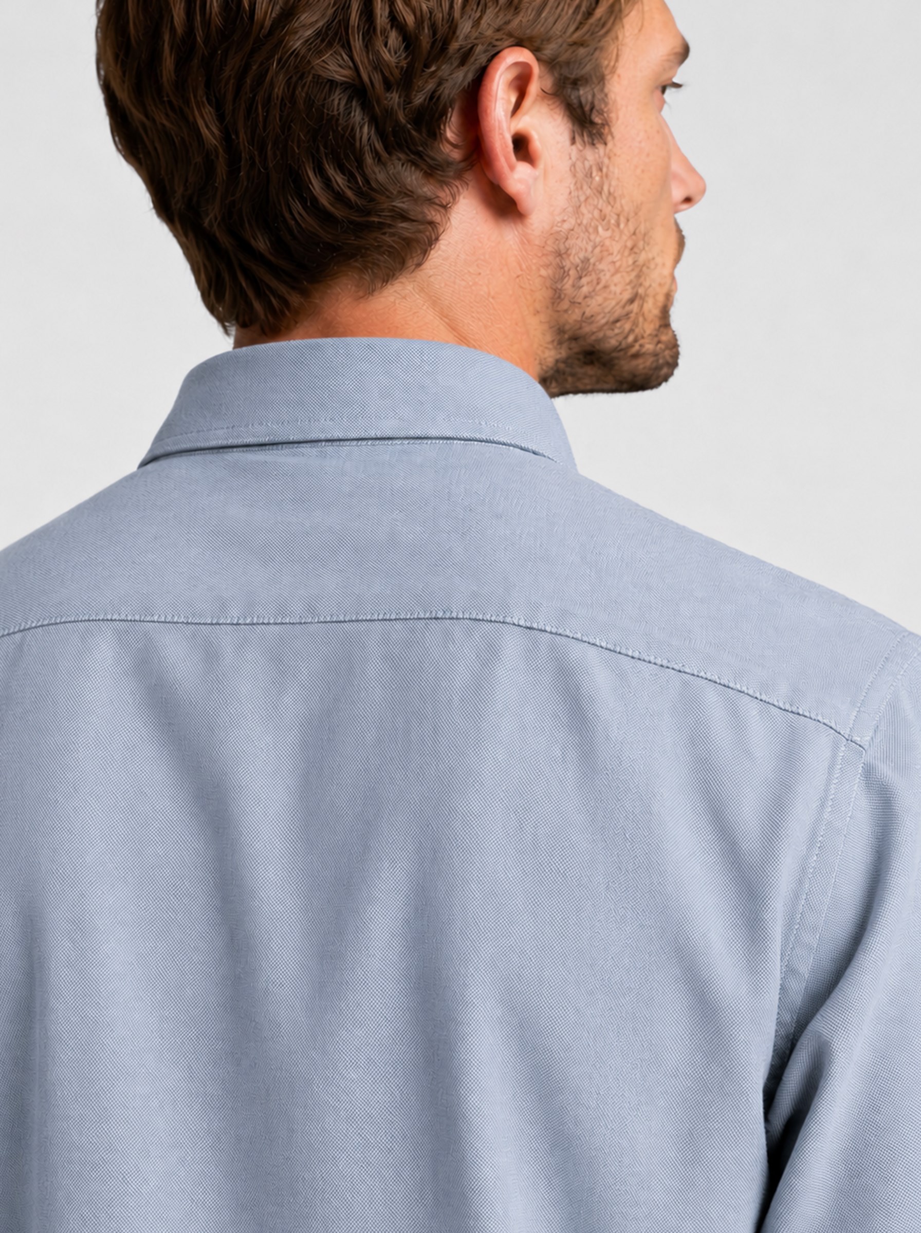 Gri Yaka Düğmeli Premium Şamre Slimfit Erkek Gömlek · 5