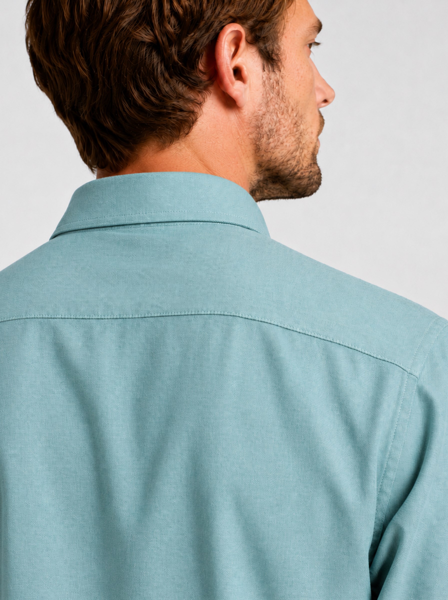 Mint Yeşili Yaka Düğmeli Premium Şamre Slimfit Erkek Gömlek · 5