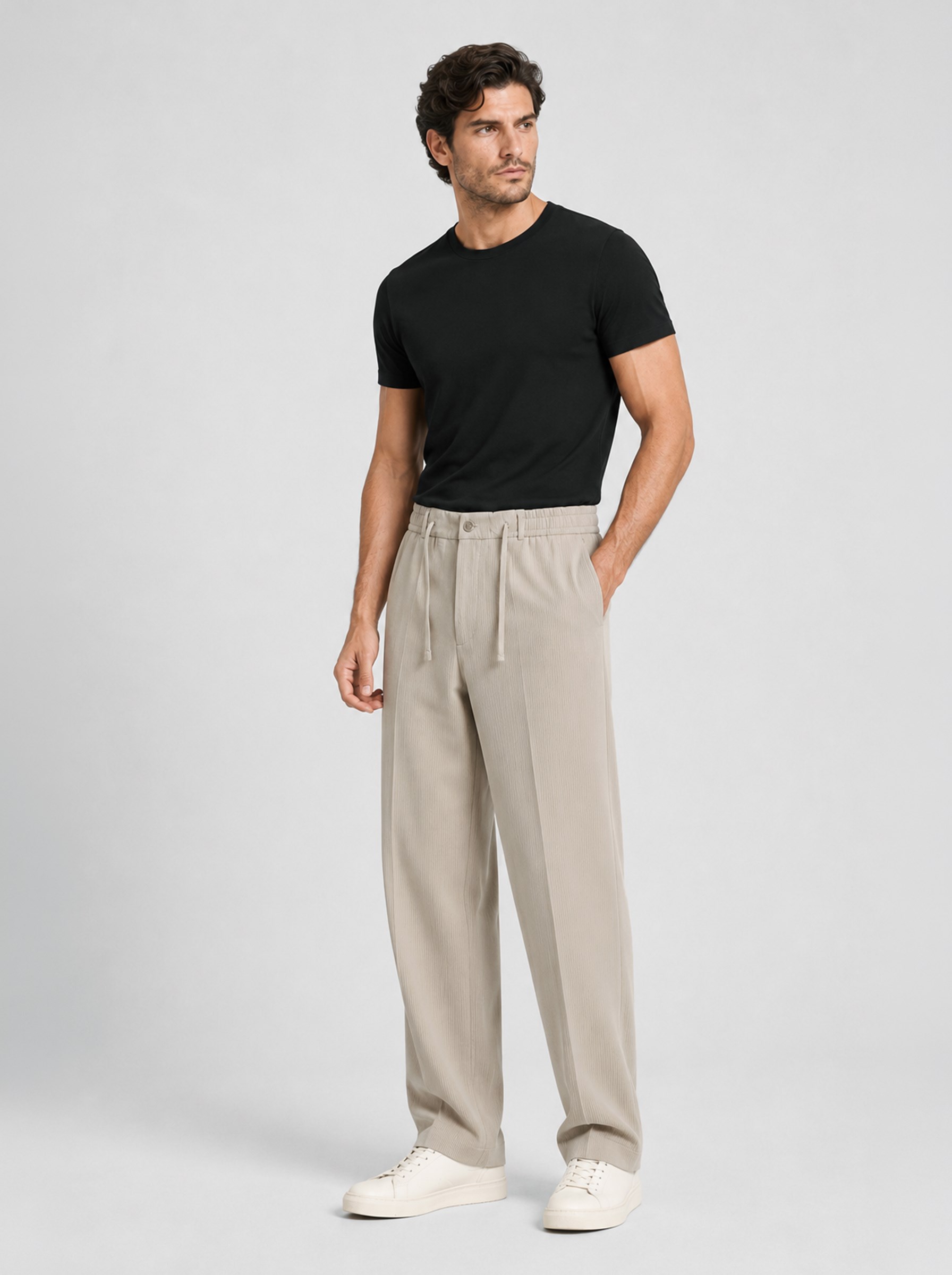 Vizon Relax Fit İpli Baggy Pantolon