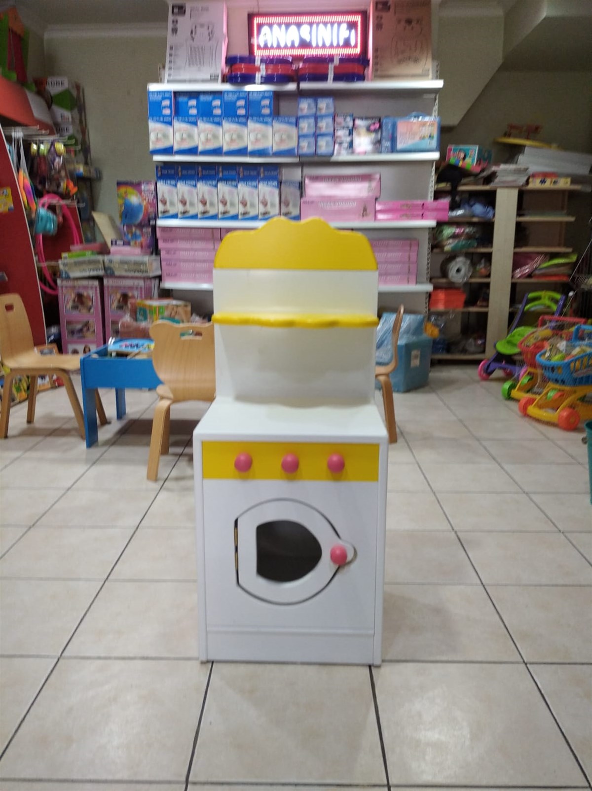 Ahşap Mutfak Köşesi çamaşır makinası