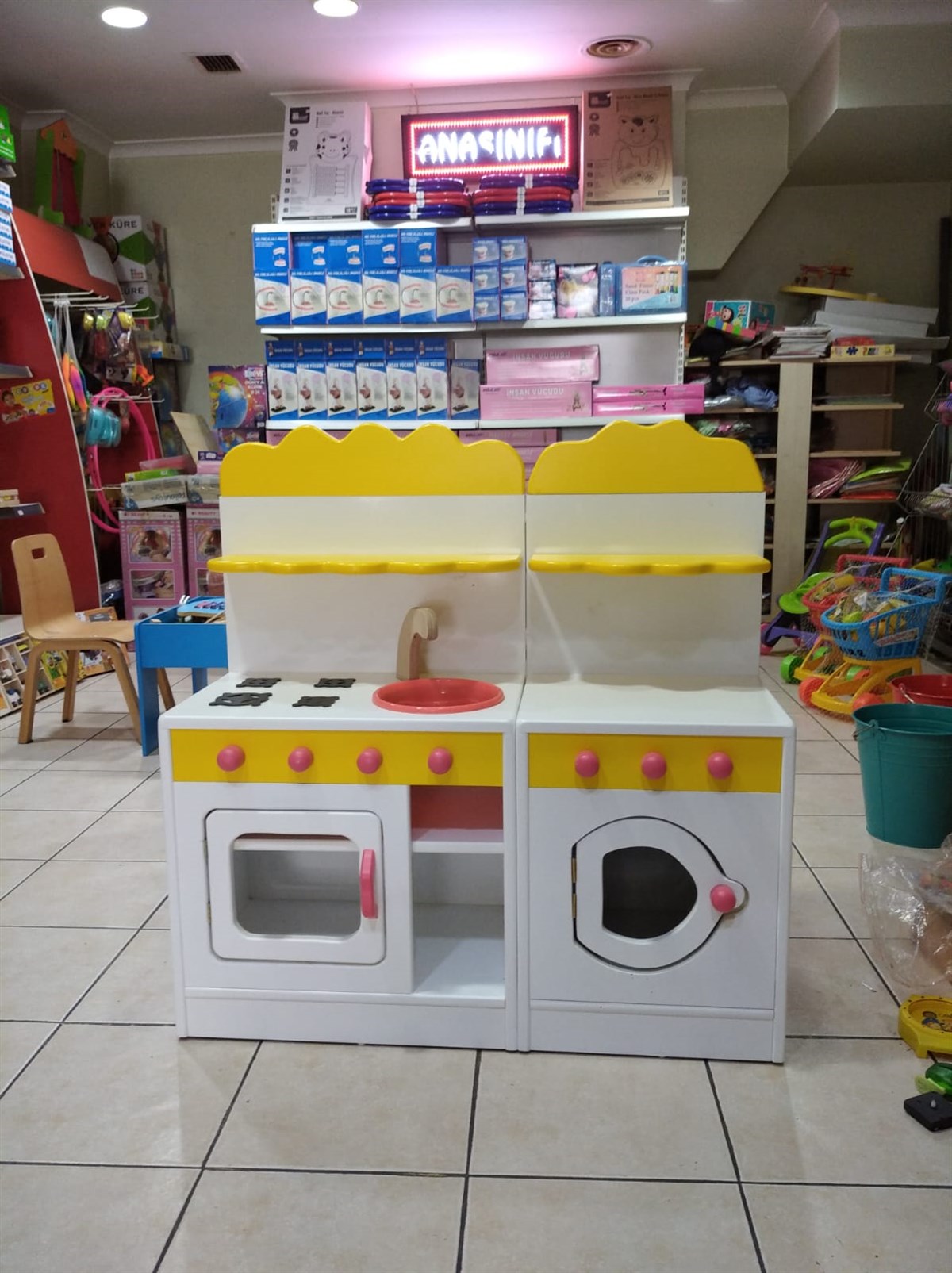 Anaokulu Ahşap Mutfak Köşesi 2 Parça