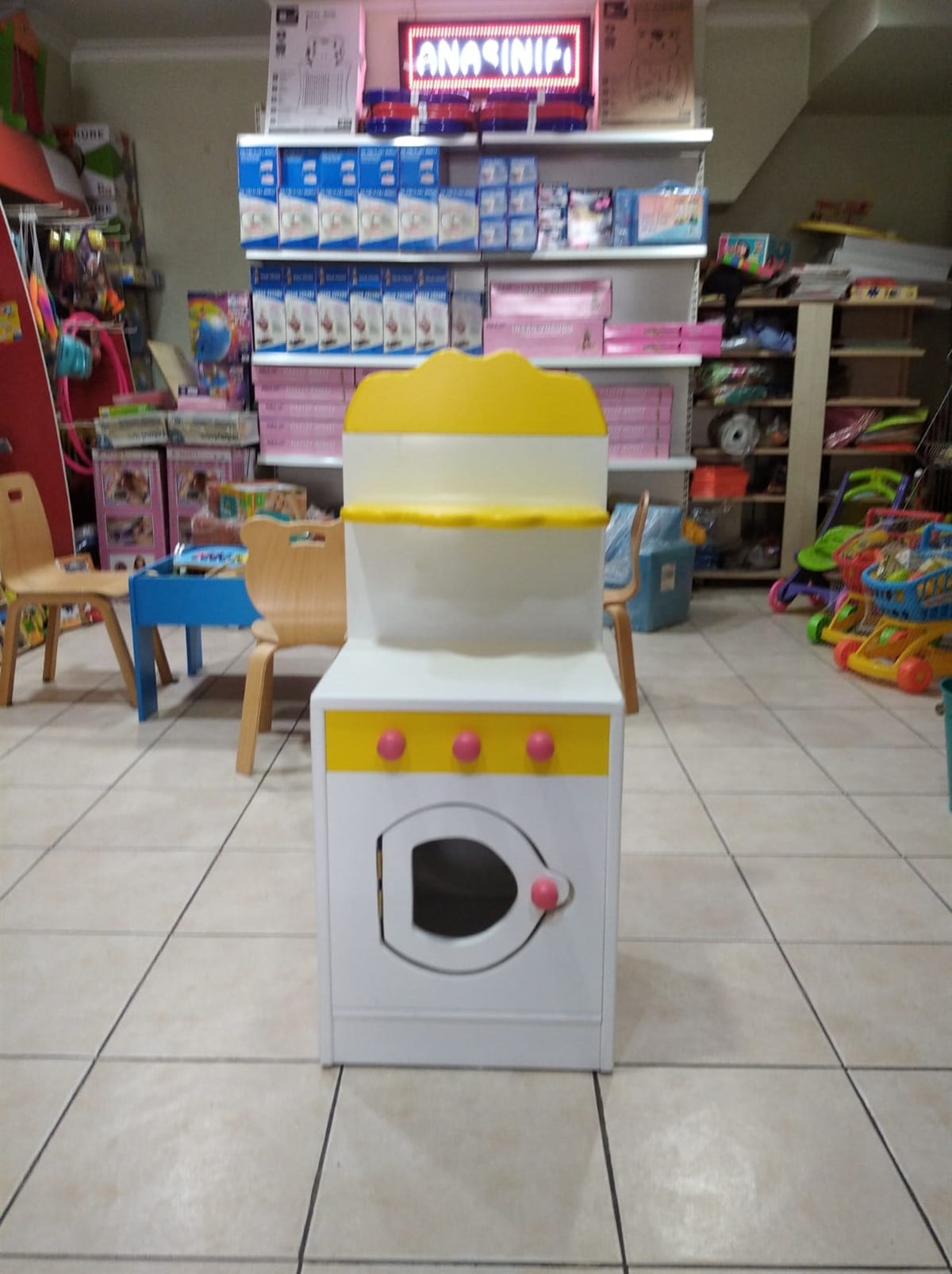 Ahşap Mutfak Köşesi çamaşır makinası