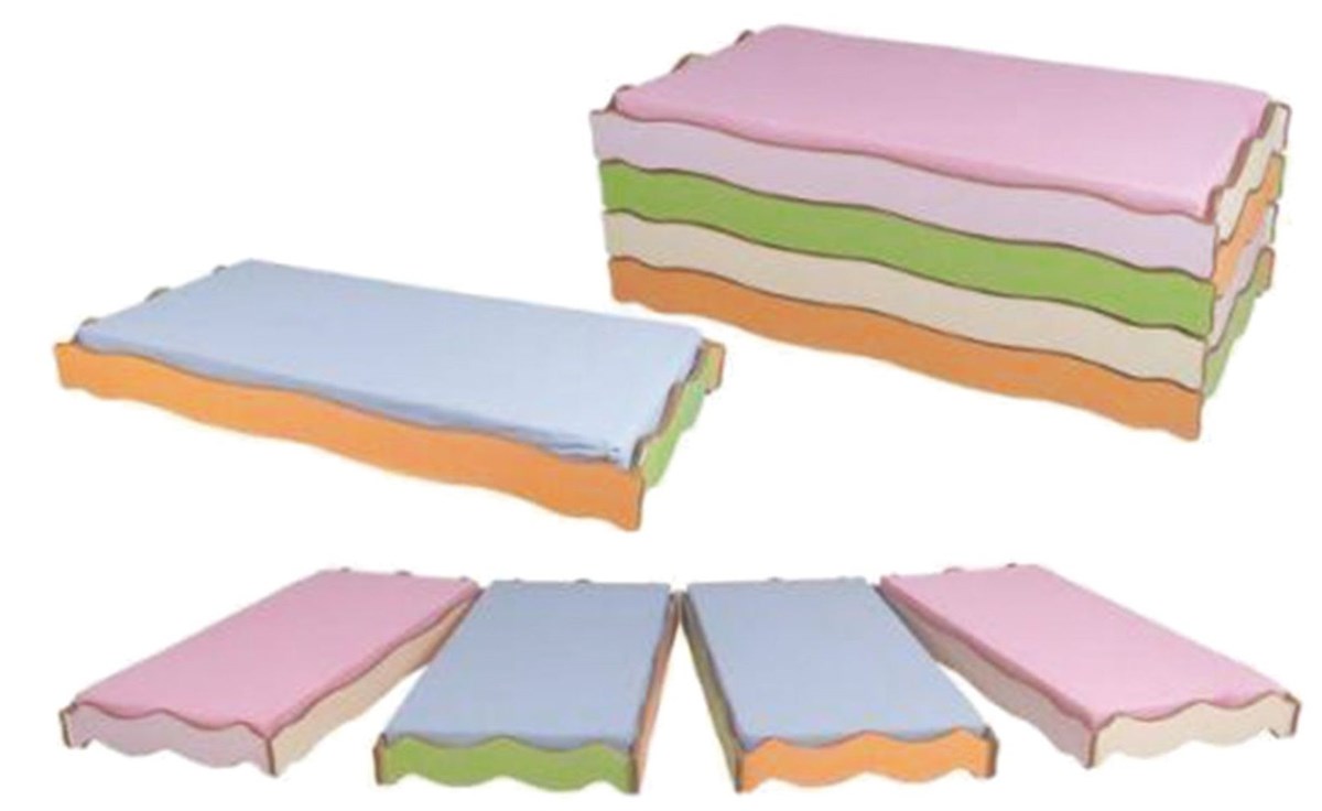 Anaokulu İstiflenebilir Dalgalı Ahşap Yatak