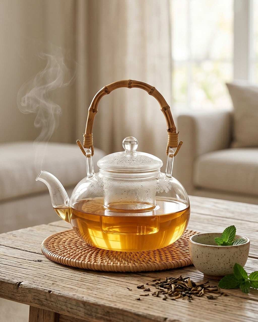 PAÇİ-1000 ML BAMBU SAPLI ISIYA DAYANIKLI CAM DEMLİK