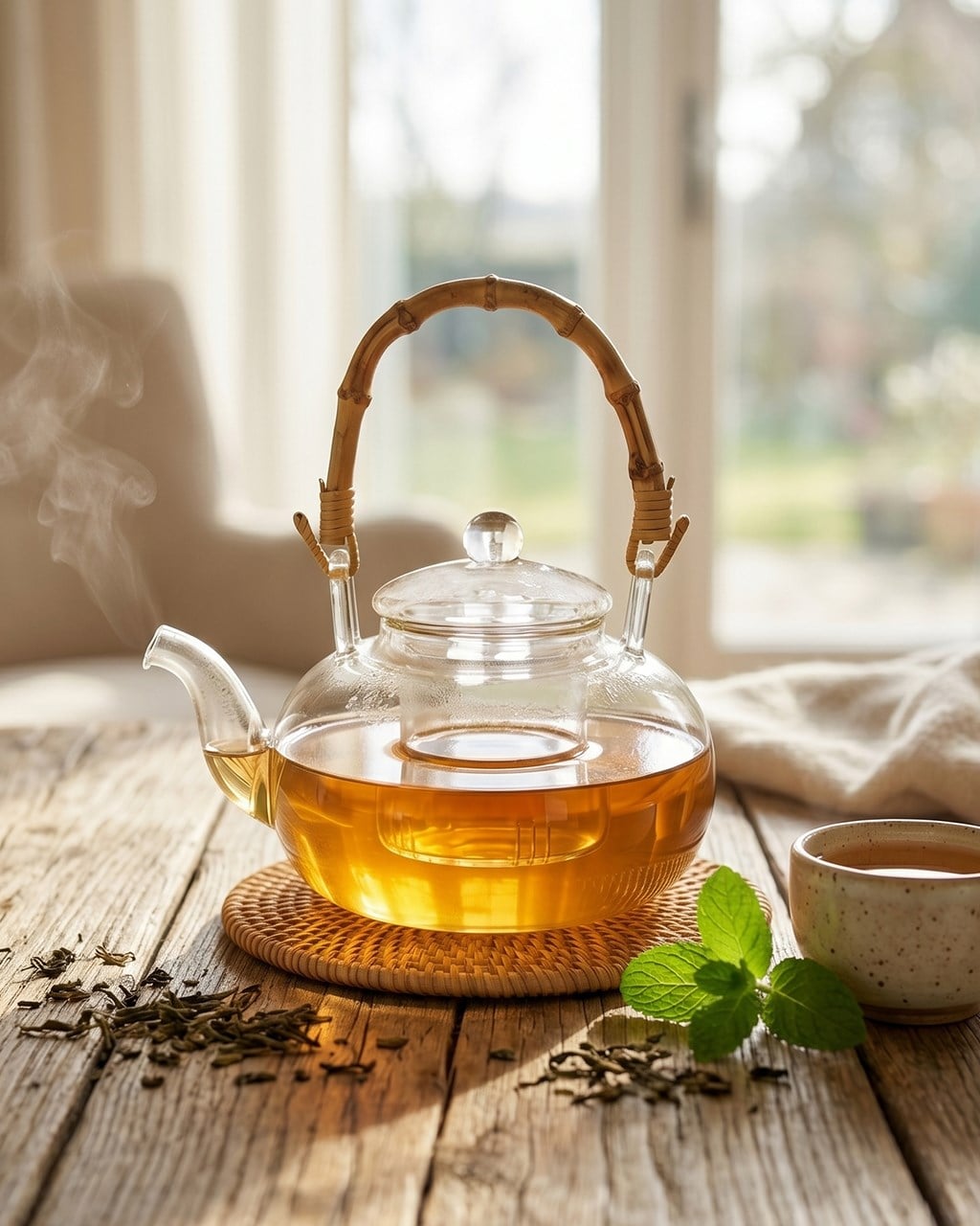 PAÇİ-1200 ML BAMBU SAPLI ISIYA DAYANIKLI CAM DEMLİK