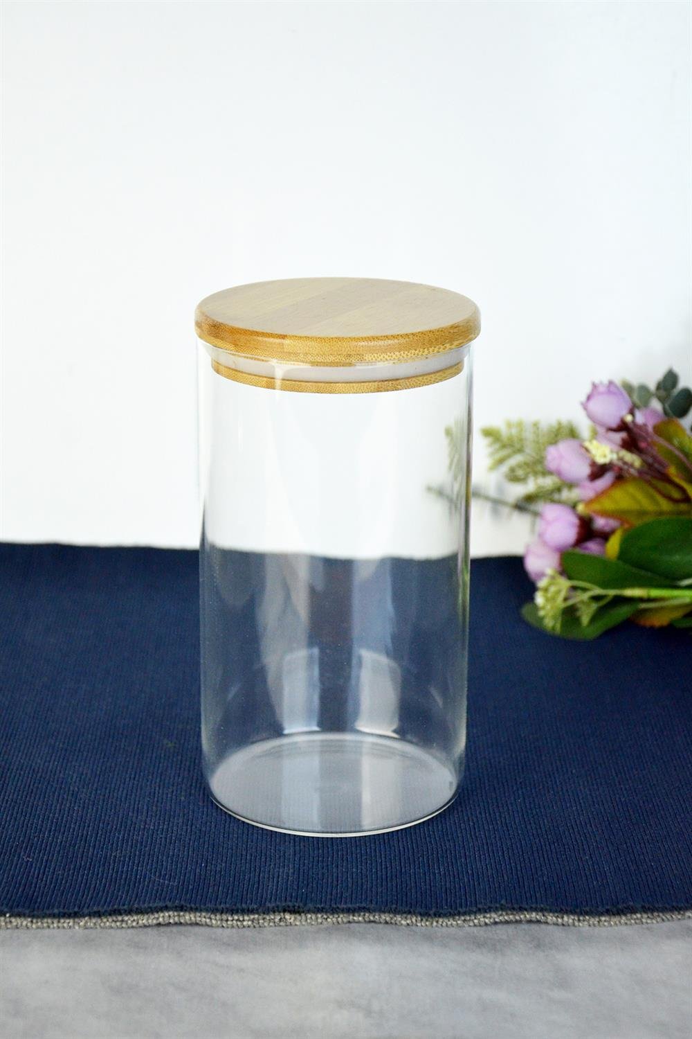PAÇİ-BAMBU KAPAK 1000 ML YUVARLAK DÖKME KAVANOZ