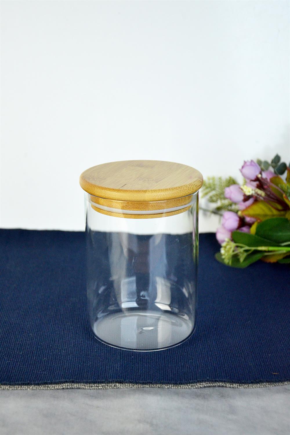 PAÇİ-BAMBU KAPAK 600 ML YUVARLAK DÖKME KAVANOZ