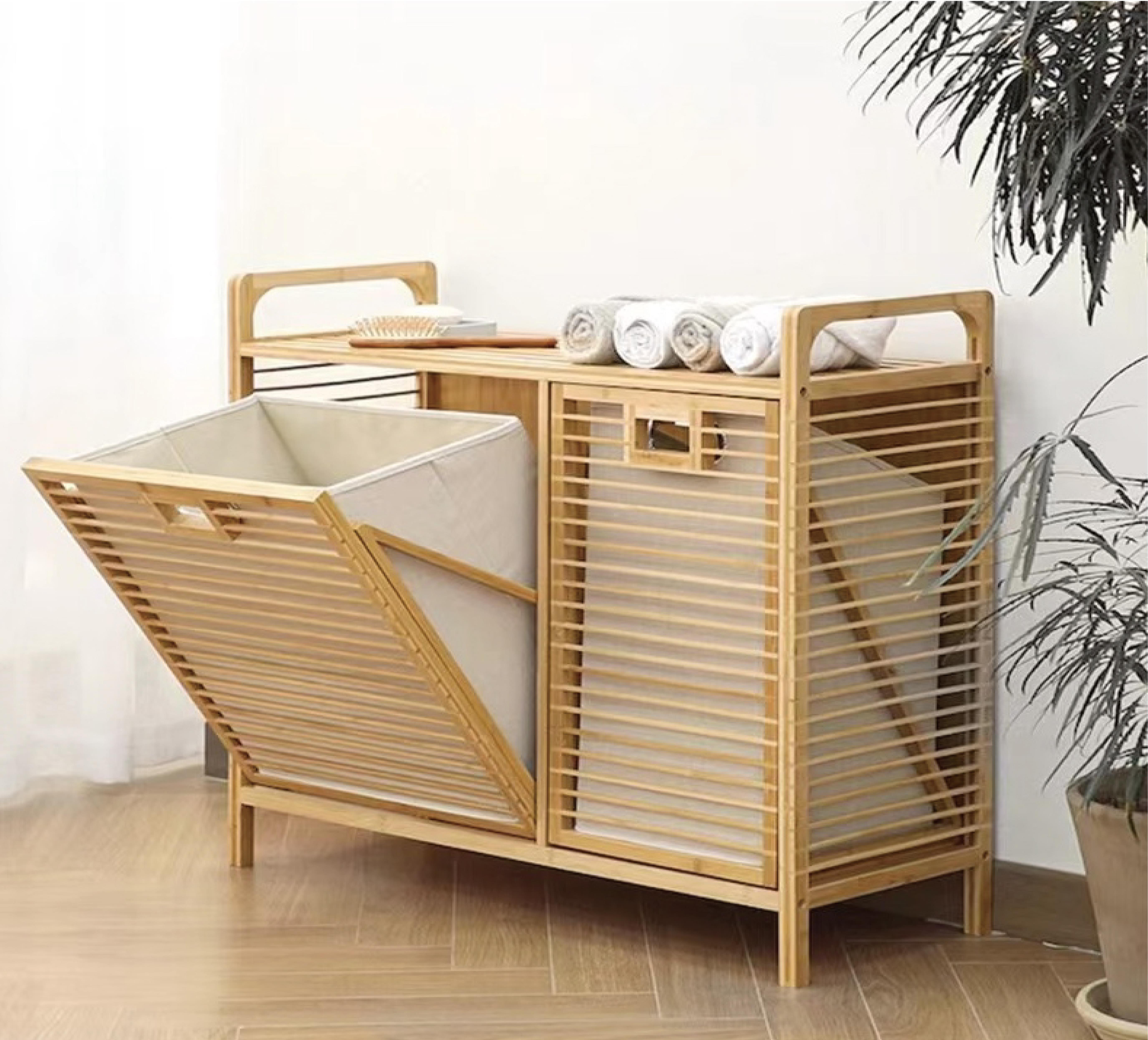 PAÇİ-BAMBU KREM ÇAMAŞIR SEPETİ