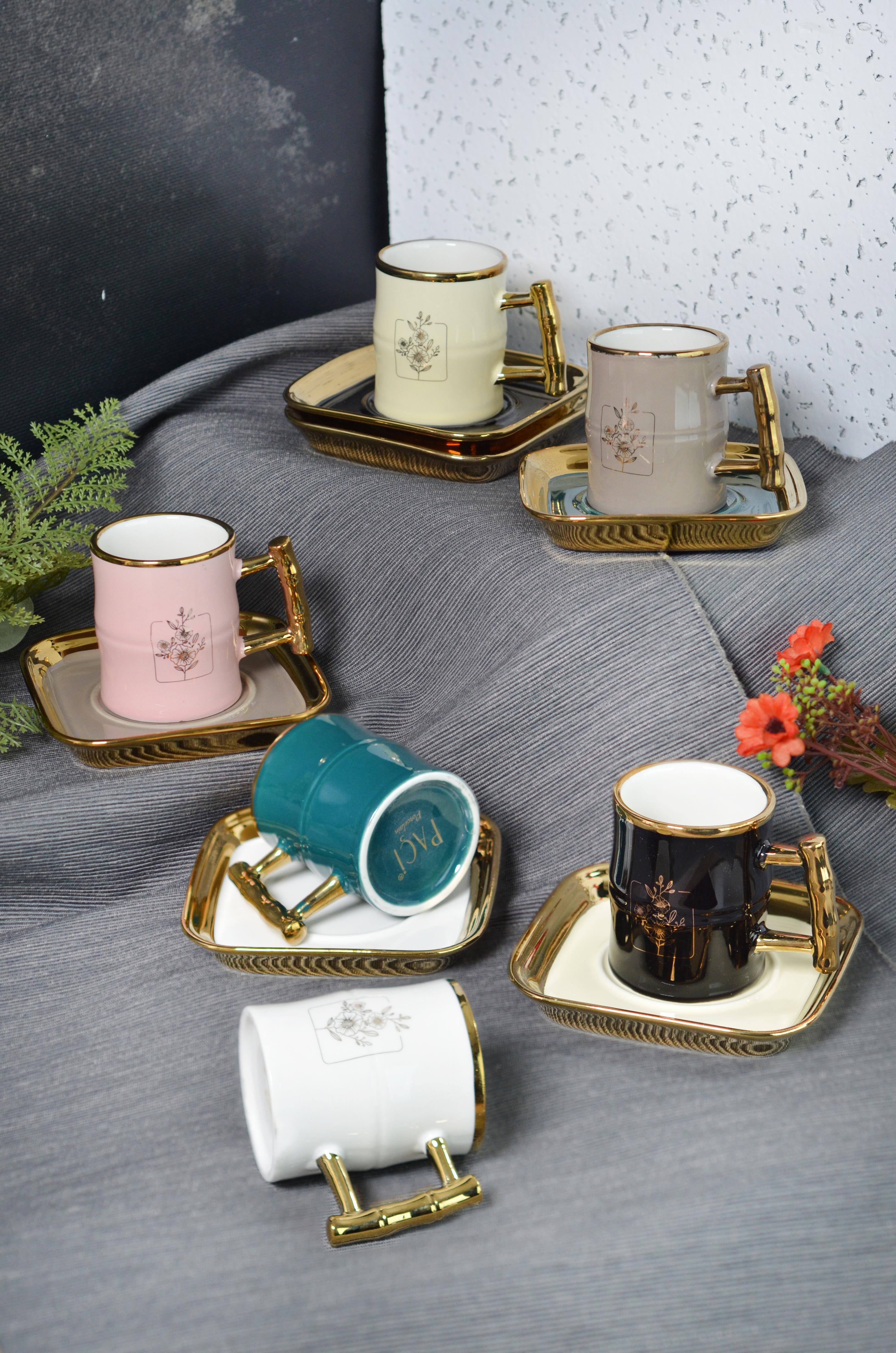 PAÇİ-CELİA RENKLİ YALDIZLI KAHVE FİNCANI