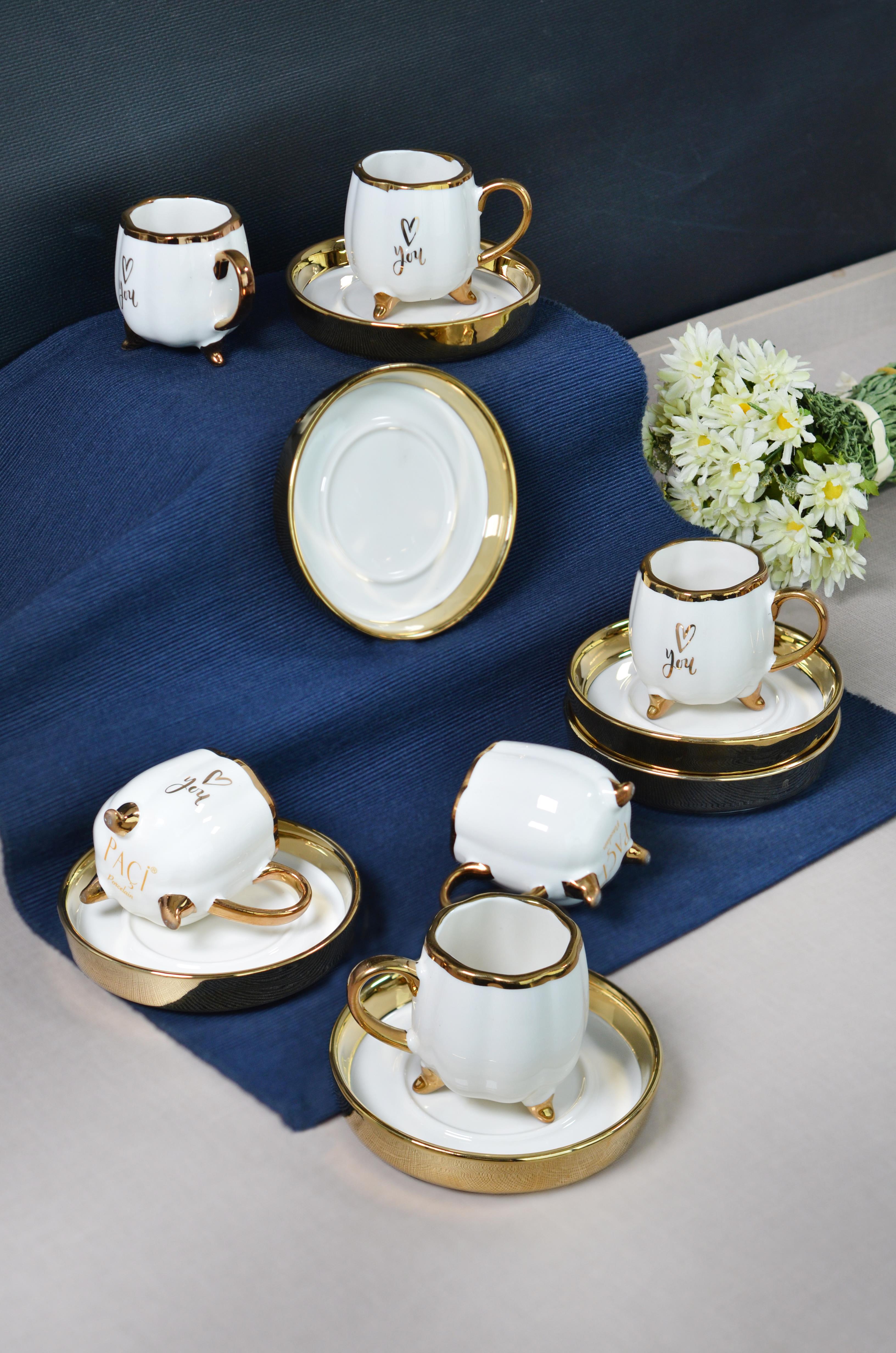 PAÇİ-FİONA BEYAZ YALDIZLI KAHVE FİNCANI