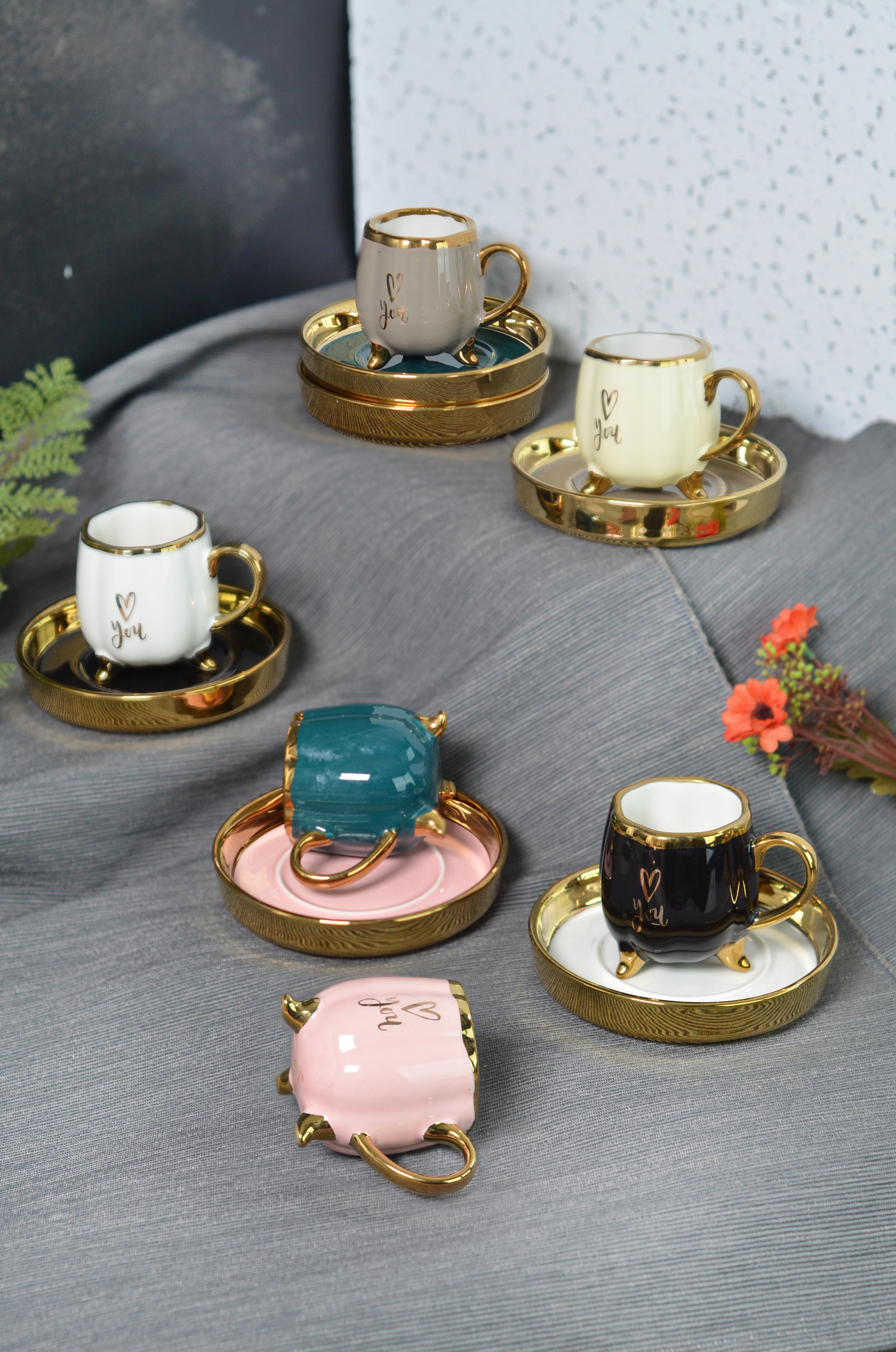 PAÇİ-FİONA RENKLİ YALDIZLI KAHVE FİNCANI