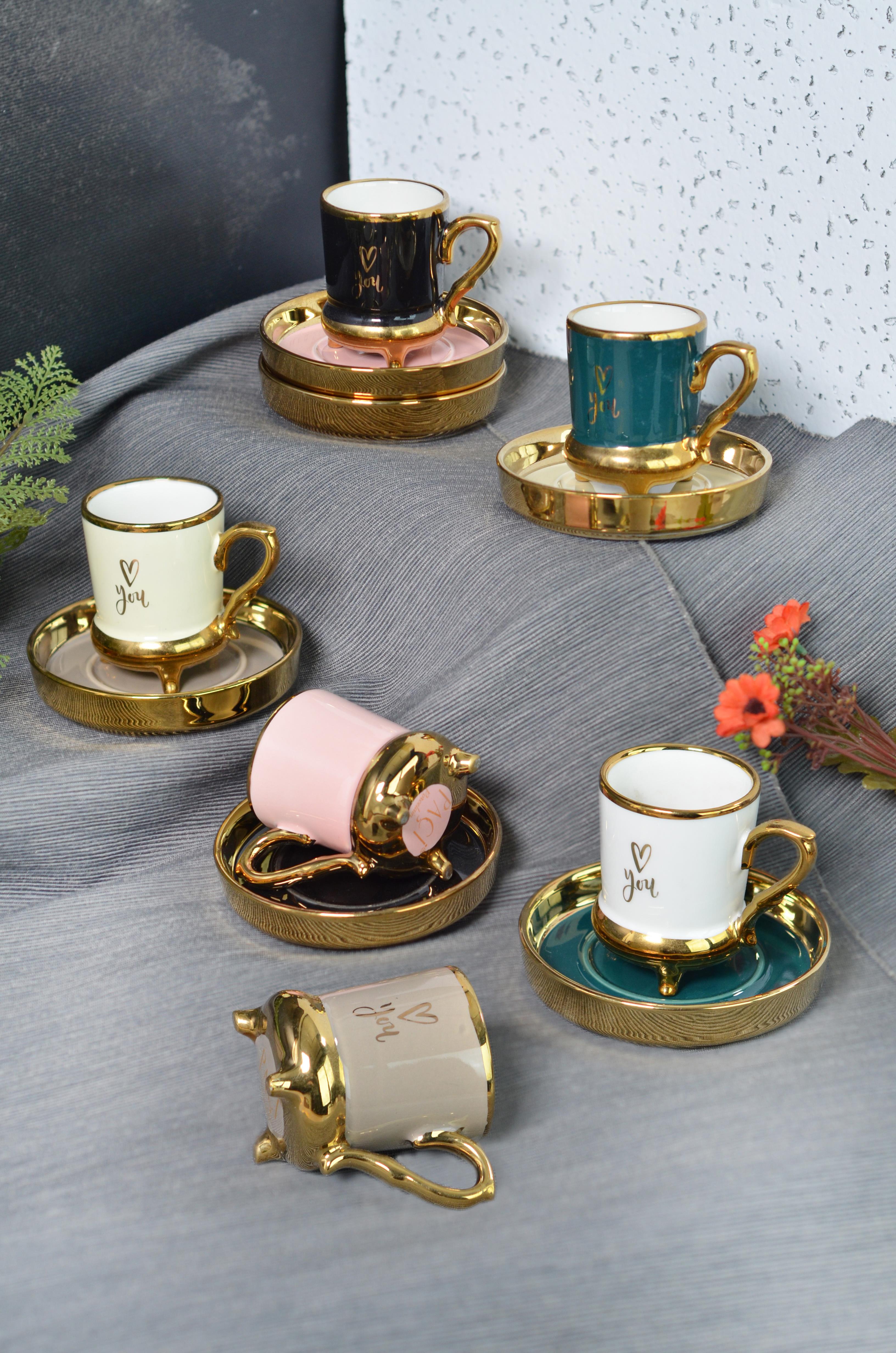 PAÇİ-NOEMİ RENKLİ YALDIZLI KAHVE FİNCANI