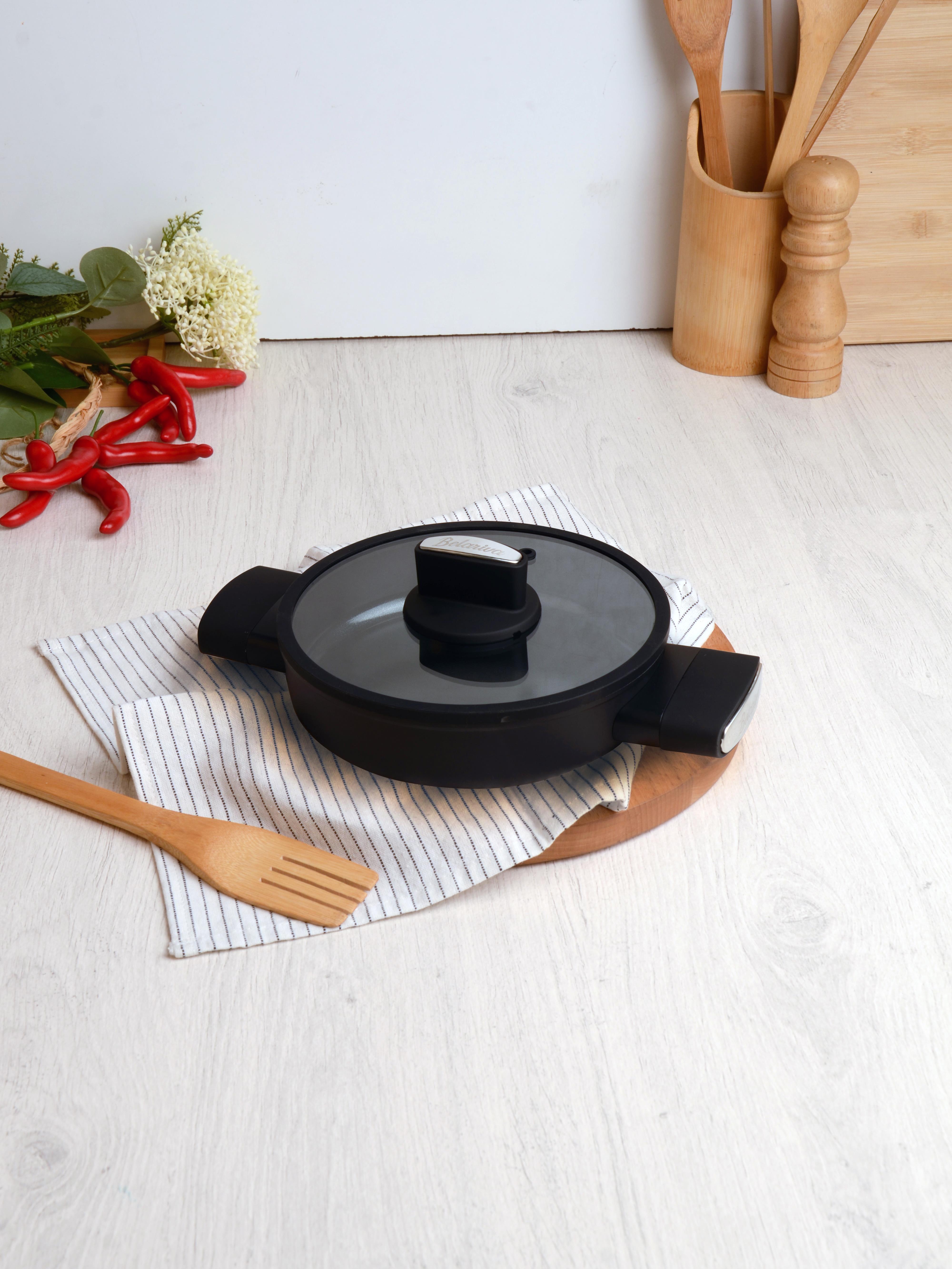 BELARİVA-18 CM CAM KAPAKLI SİYAH SİLİKON SAPLI SAHAN