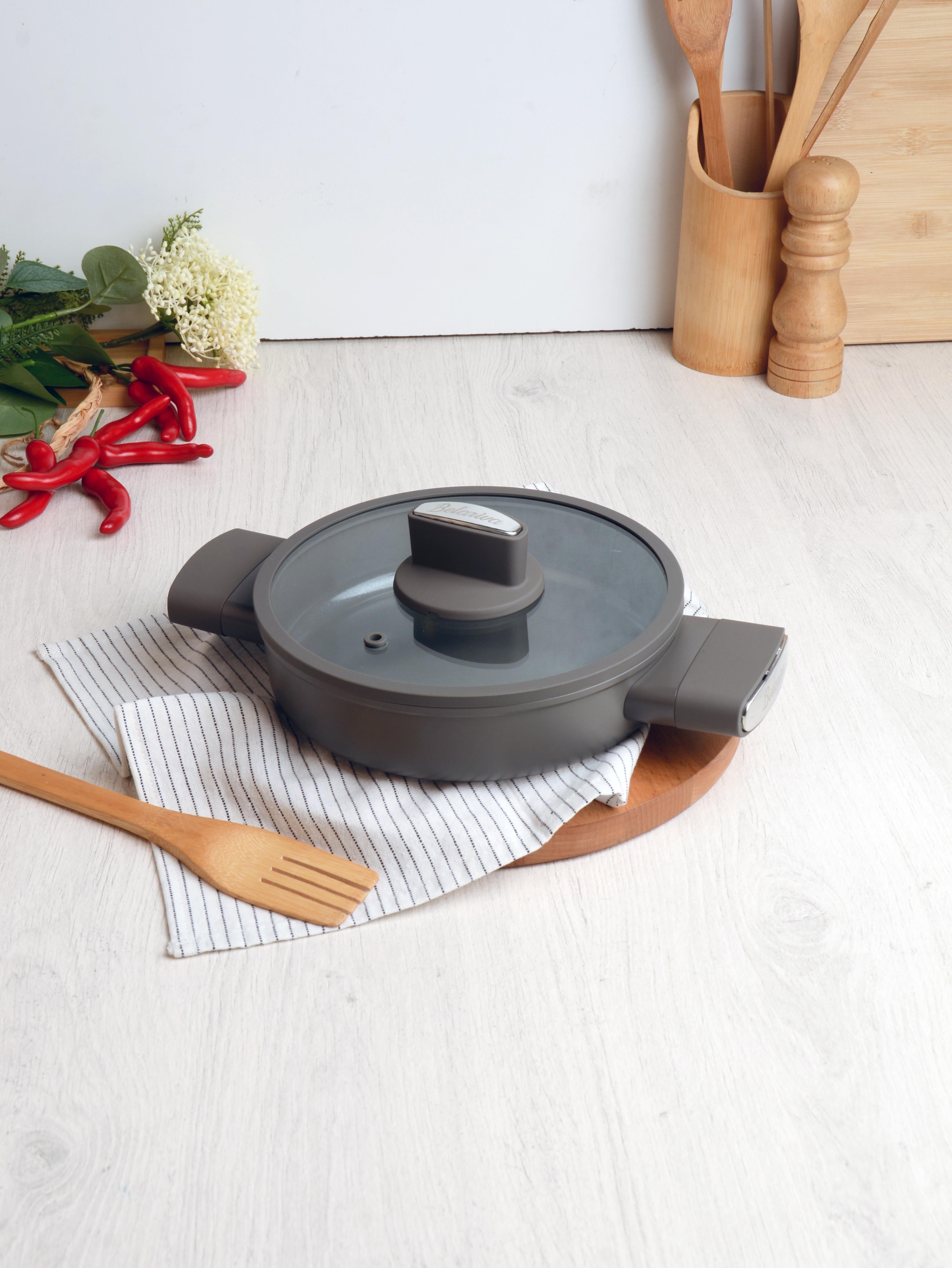 BELARİVA-20 CM CAM KAPAKLI GRİ SİLİKON SAPLI SAHAN