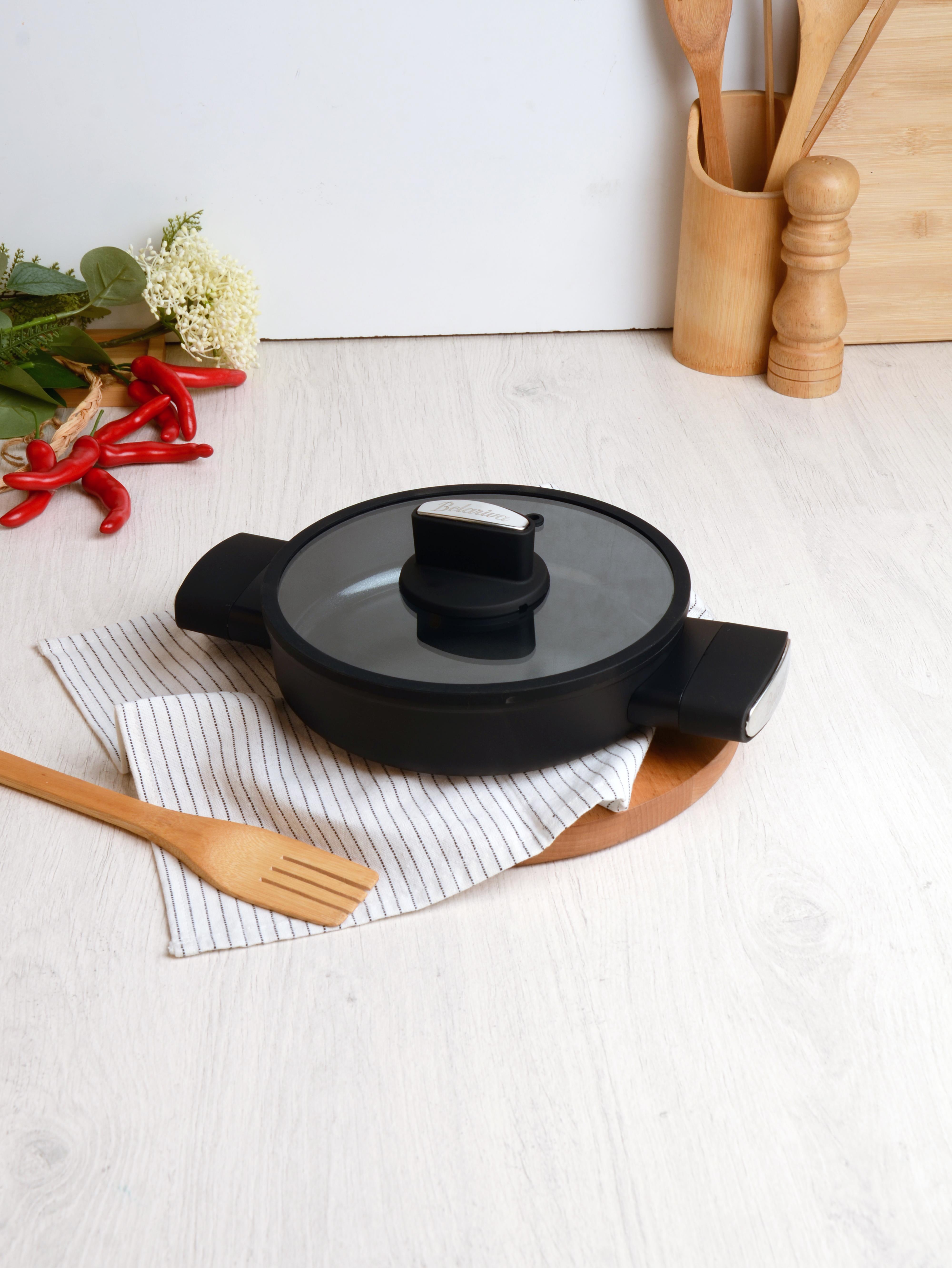 BELARİVA-20 CM CAM KAPAKLI SİYAH SİLİKON SAPLI SAHAN