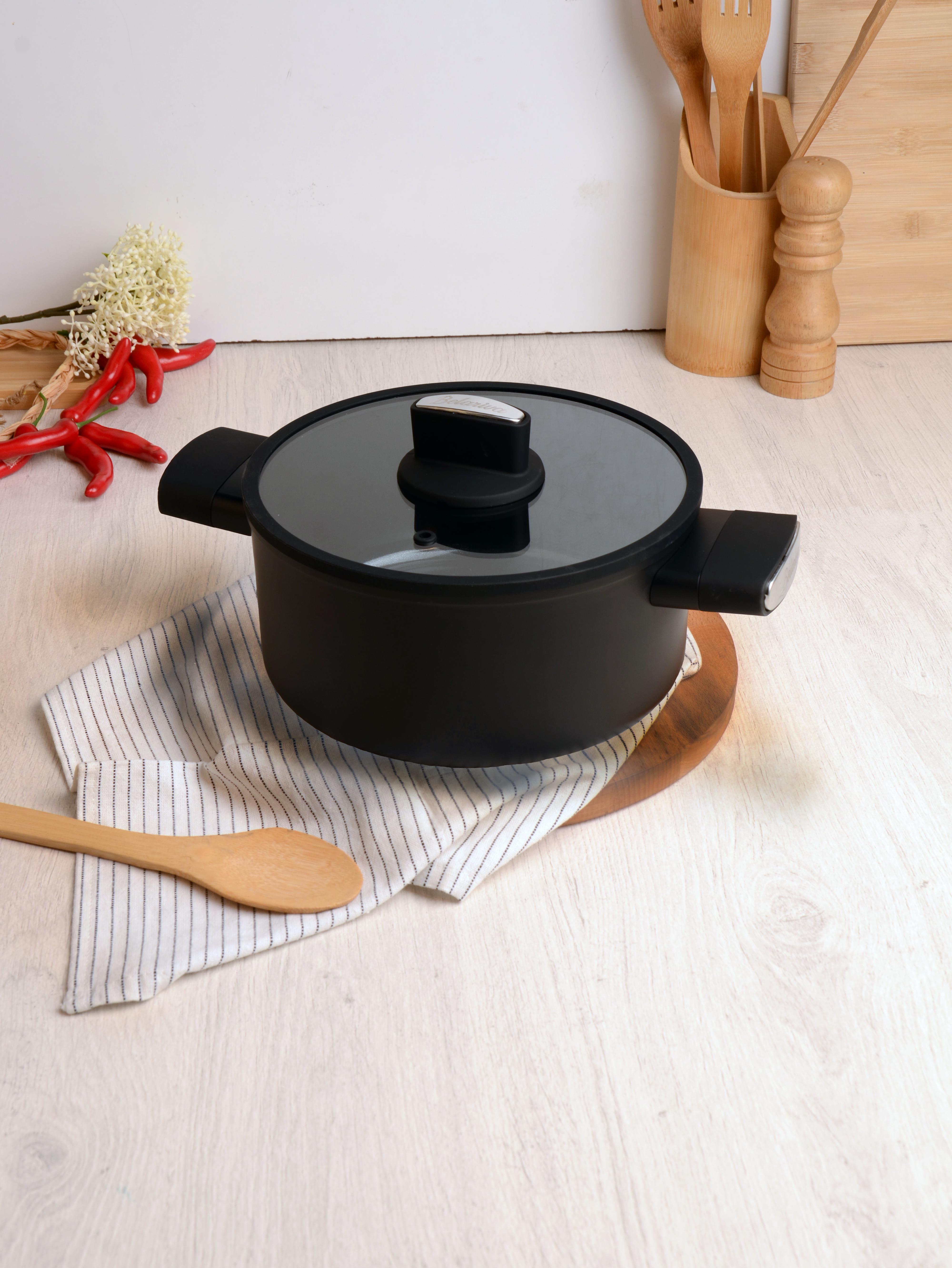 BELARİVA-22 CM SİYAH SİLİKON SAPLI DERİN TENCERE