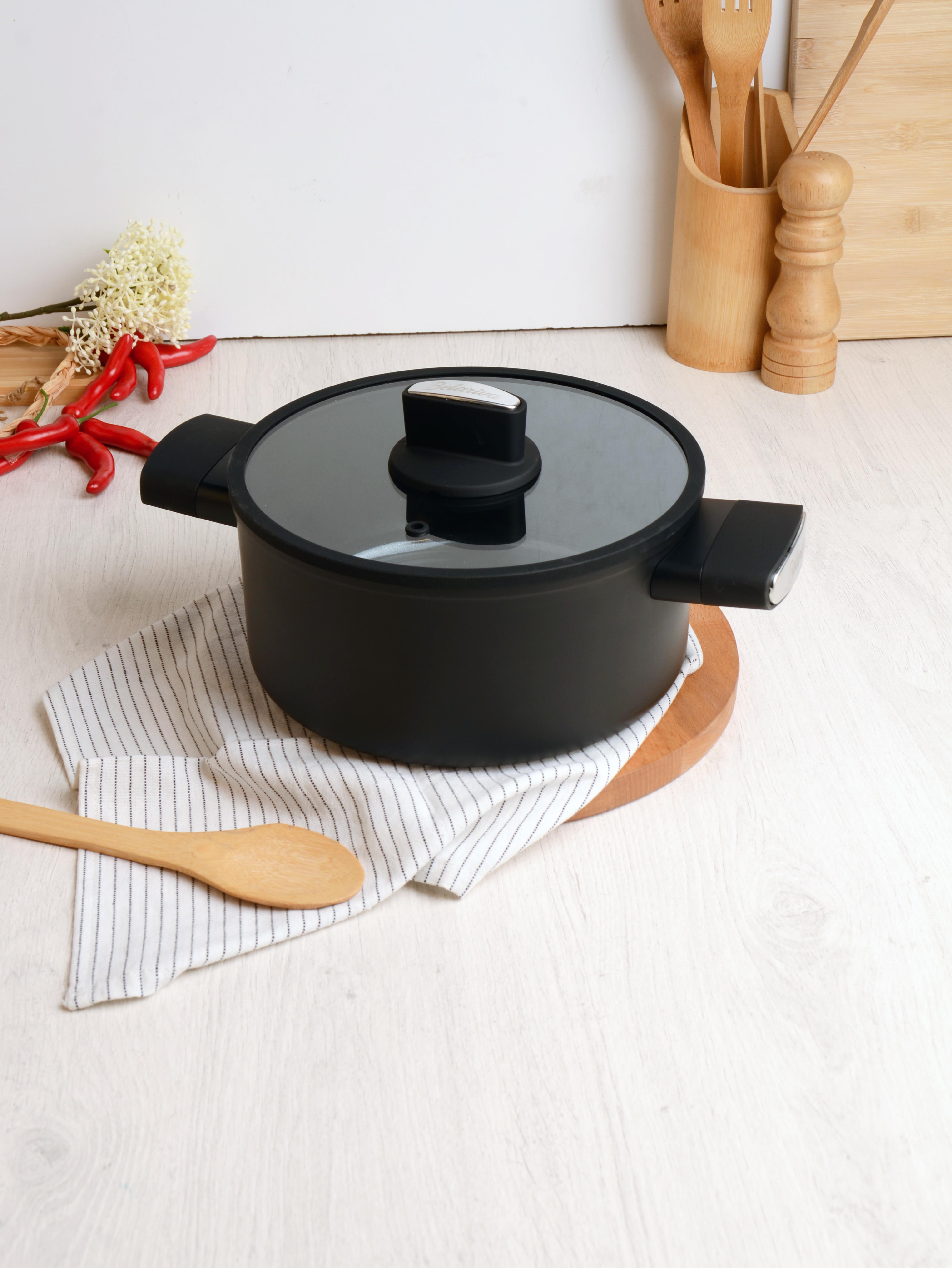 BELARİVA-24 CM SİYAH SİLİKON SAPLI DERİN TENCERE