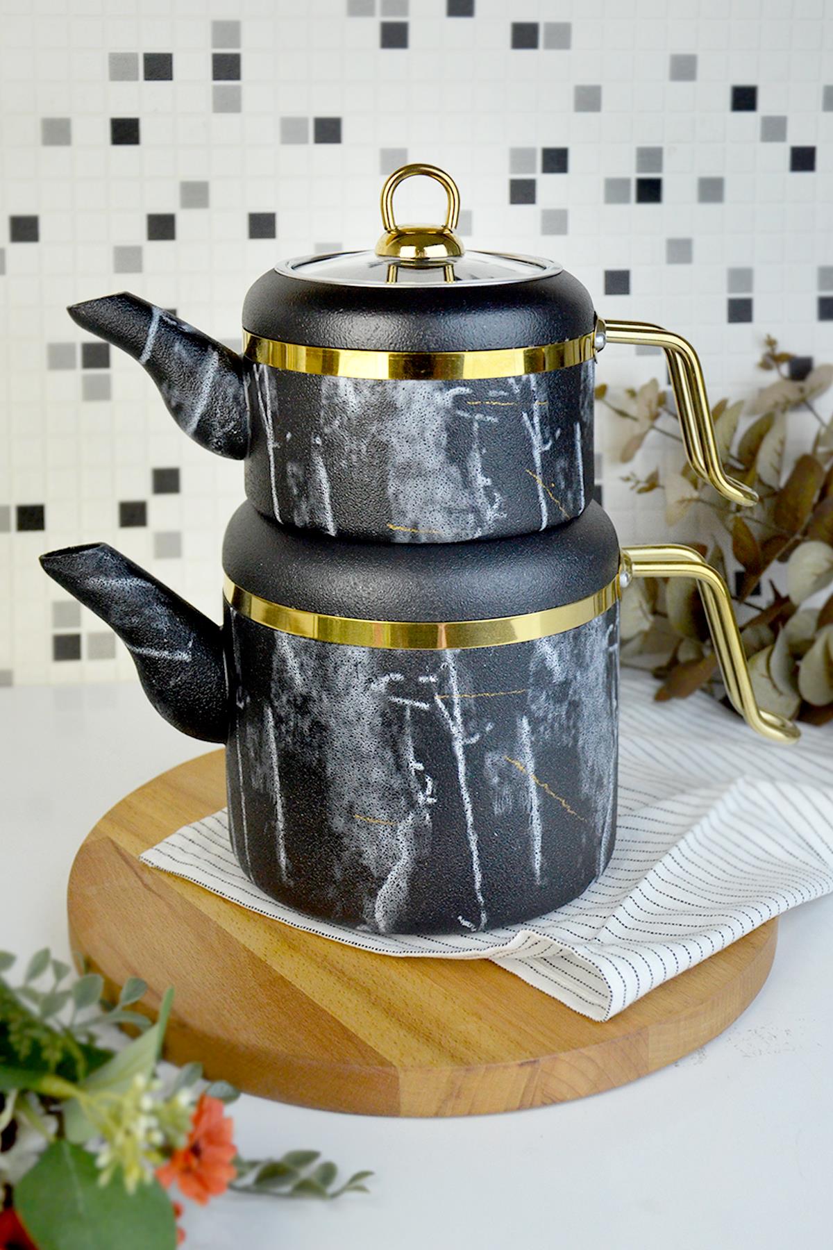 BELARİVA-MARBLE SİYAH GRANİT ÇAYDANLIK