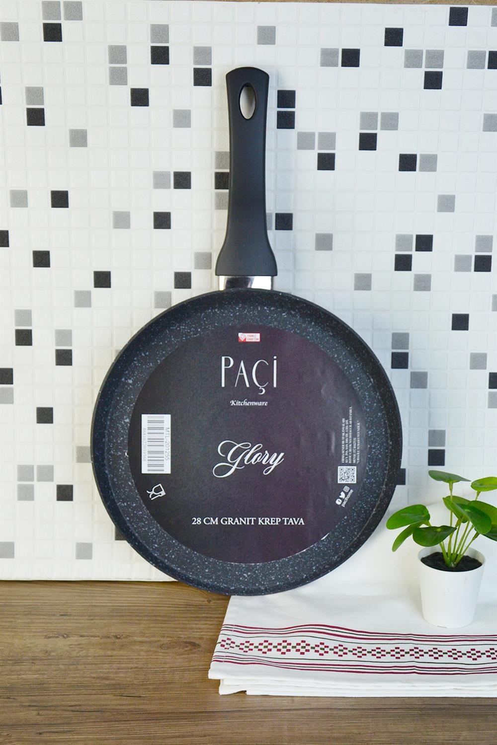 PAÇİ-28 CM MAT SİYAH GRANİT EZME KREP TAVA