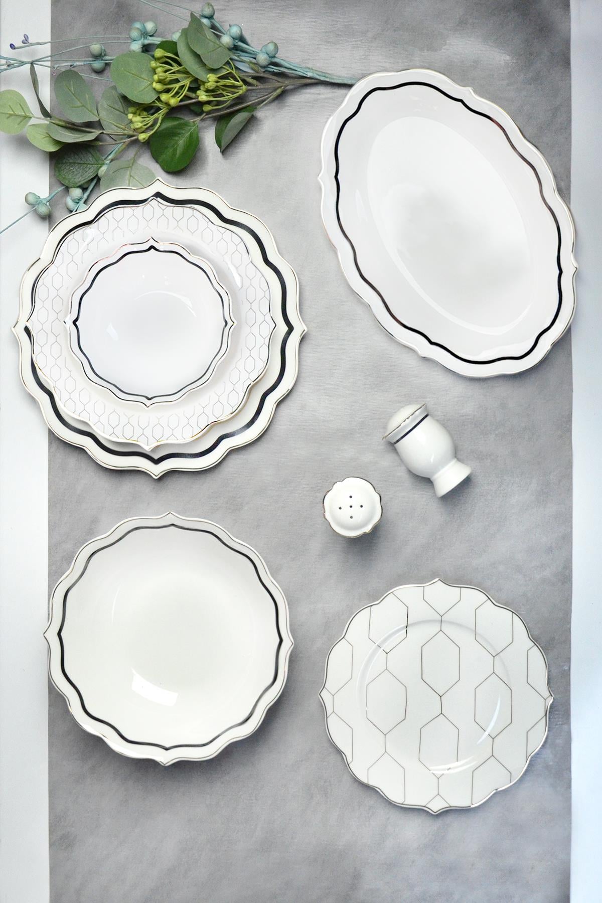 PAÇİ-56 PARÇA FLORA BONE CHİNA YEMEK TAKIMI