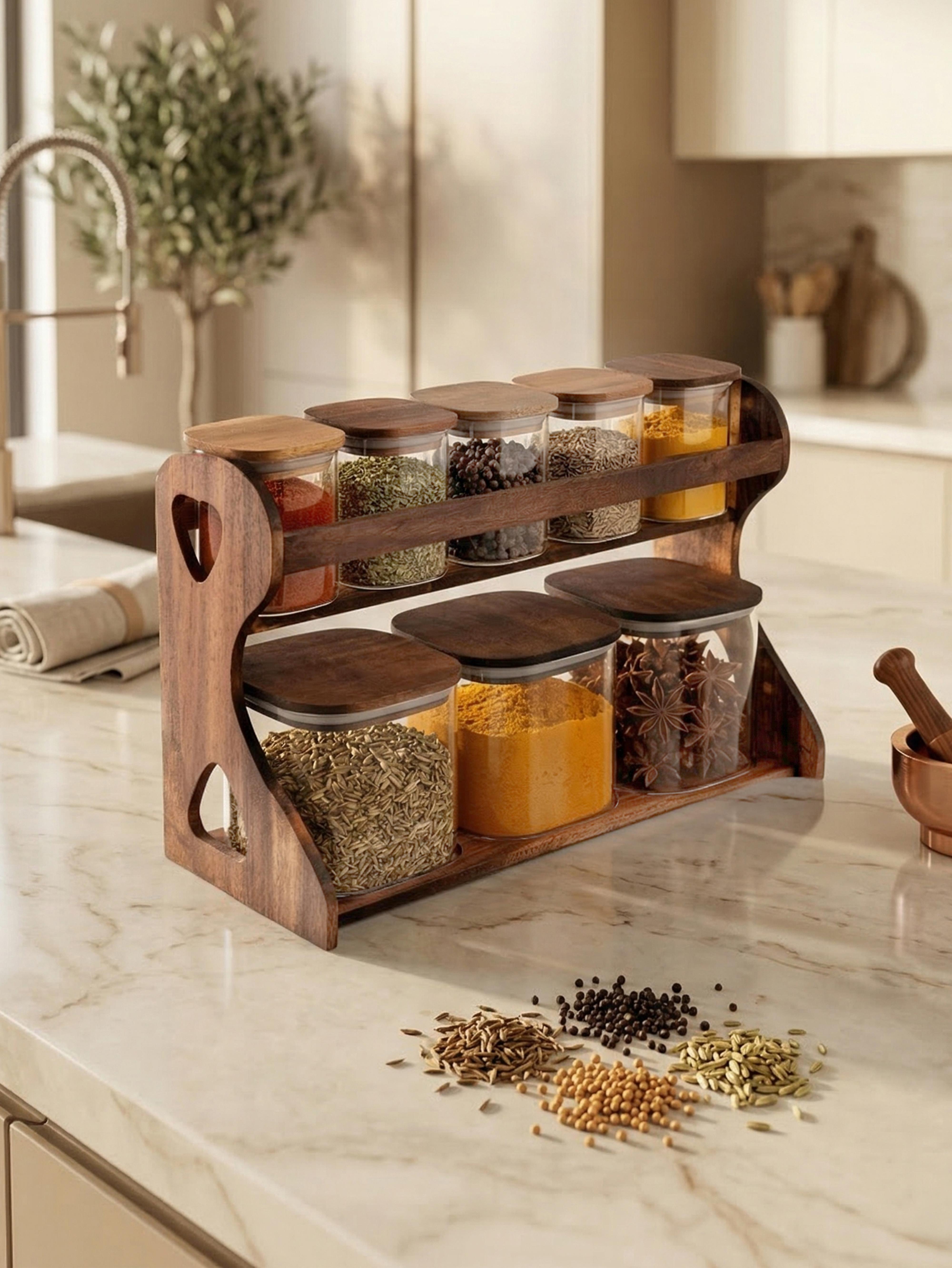 PAÇİ-8 PARÇA YUVARLAK BAMBU STANDLI BAHARATLIK