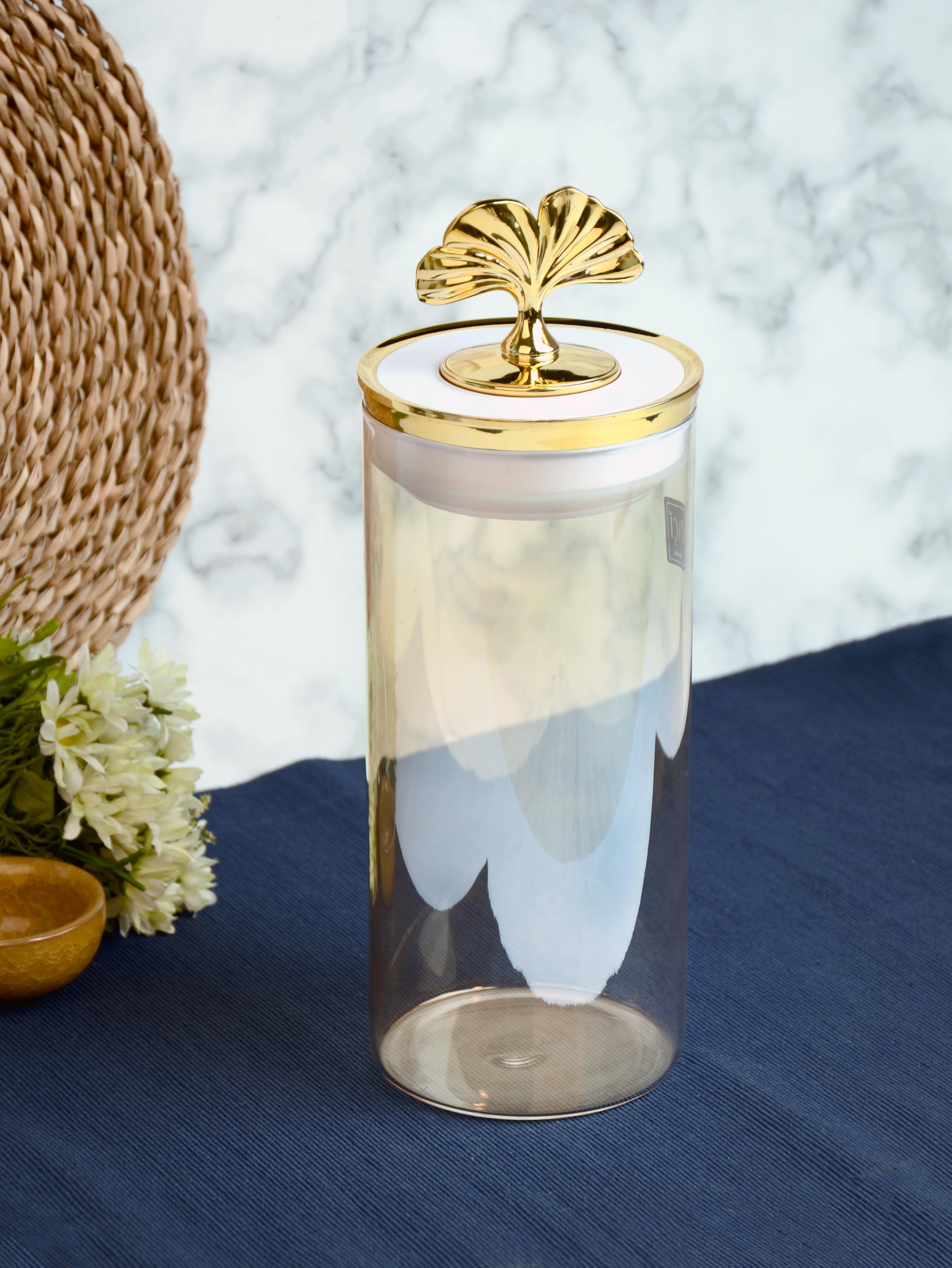 PAÇİ-AMBER LÜSTERLİ BEYAZ KAPAKLI 1200 ML CAM KAVANOZ