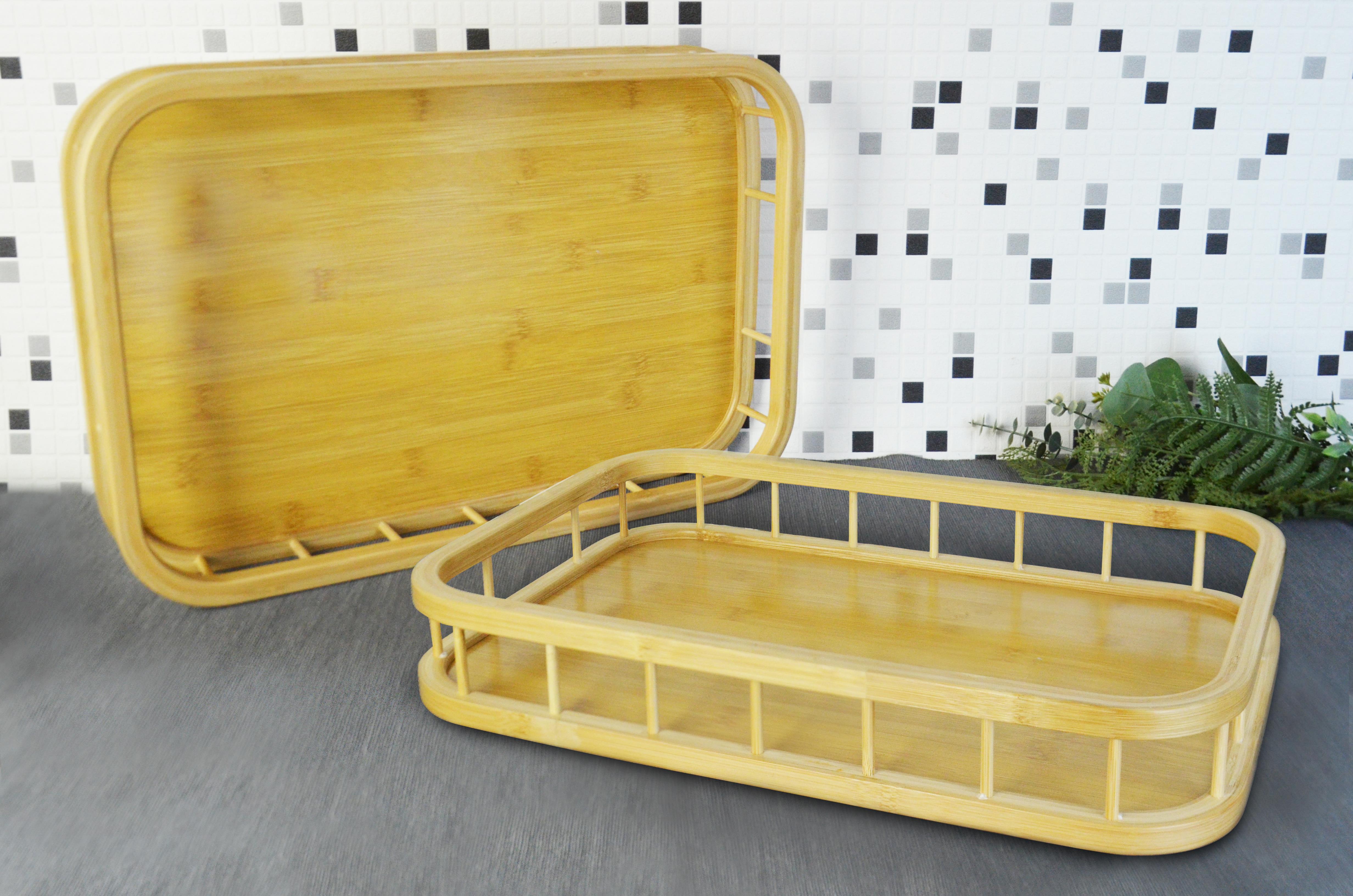 PAÇİ-BAMBU 2'Lİ ÇİTLİ DİKDÖRTGEN TEPSİ