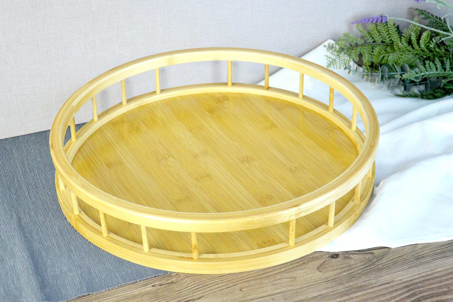 PAÇİ-BAMBU 38 CM ÇİTLİ YUVARLAK TEPSİ