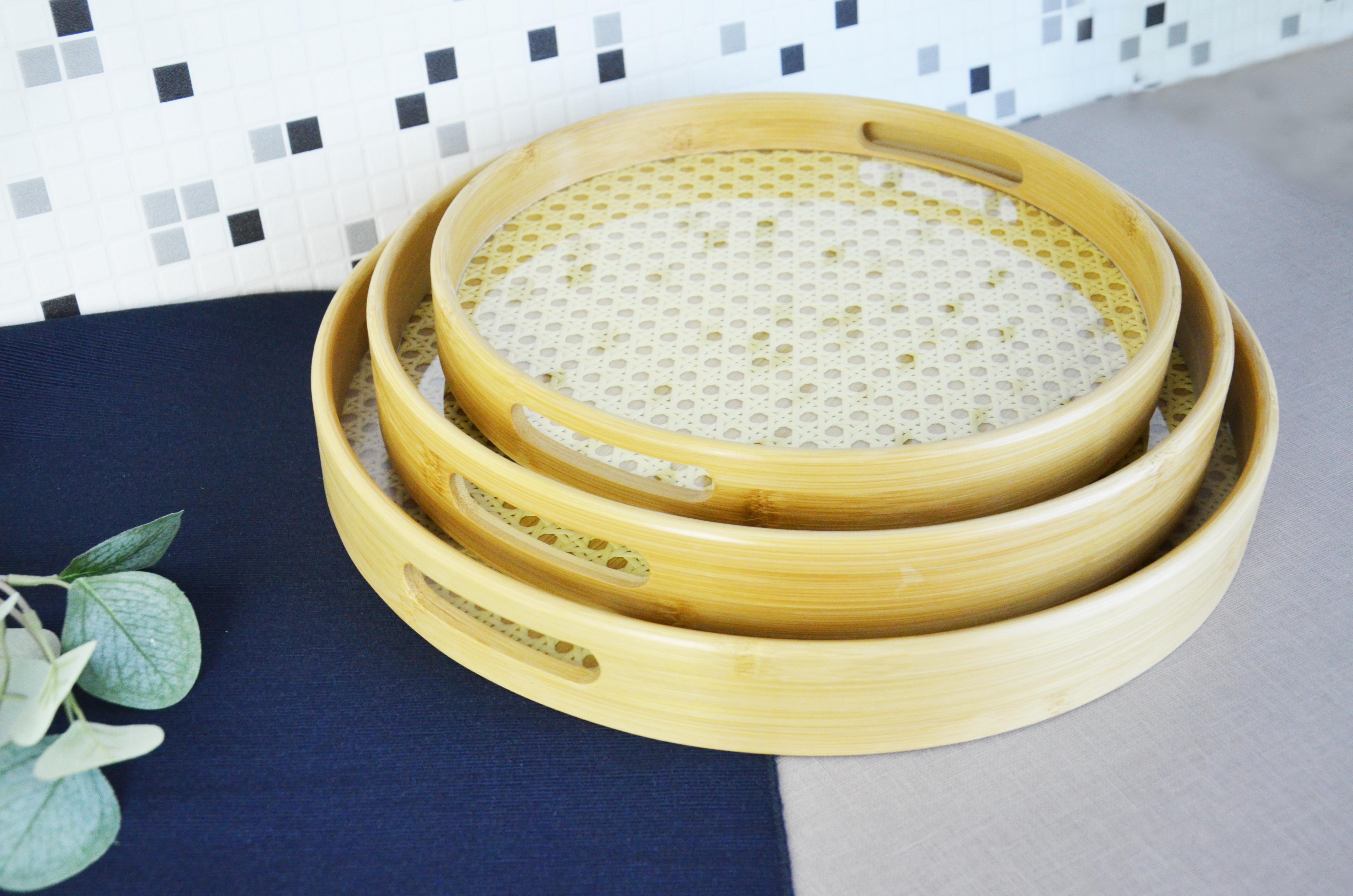 PAÇİ-BAMBU 3'LÜ DERİN YUVARLAK CAMLI DEKORATİF TEP