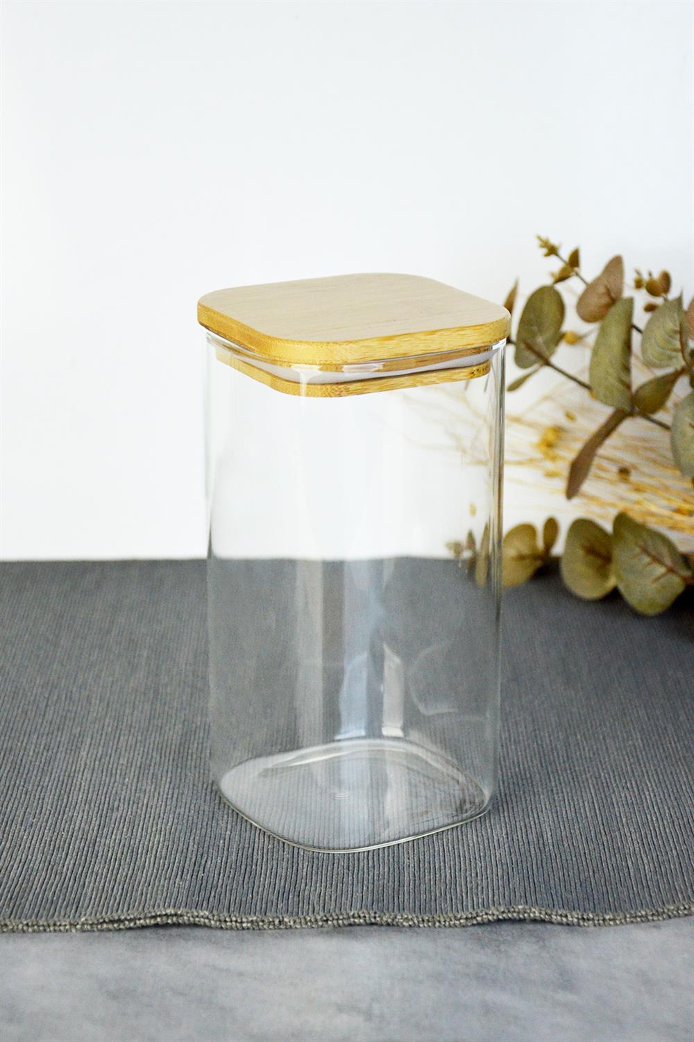 PAÇİ-BAMBU KAPAK 1000 ML KARE KAVANOZ