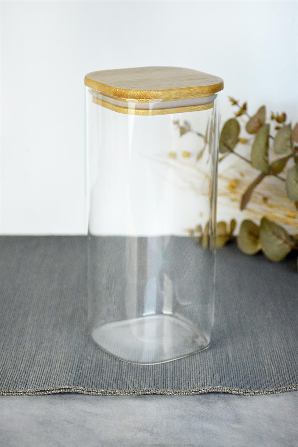 PAÇİ-BAMBU KAPAK 1300 ML KARE KAVANOZ