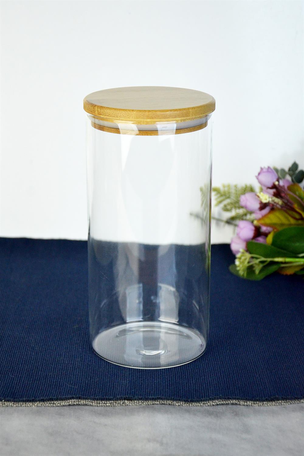 PAÇİ-BAMBU KAPAK 1300ML YUV.DÖKME KAVANOZ