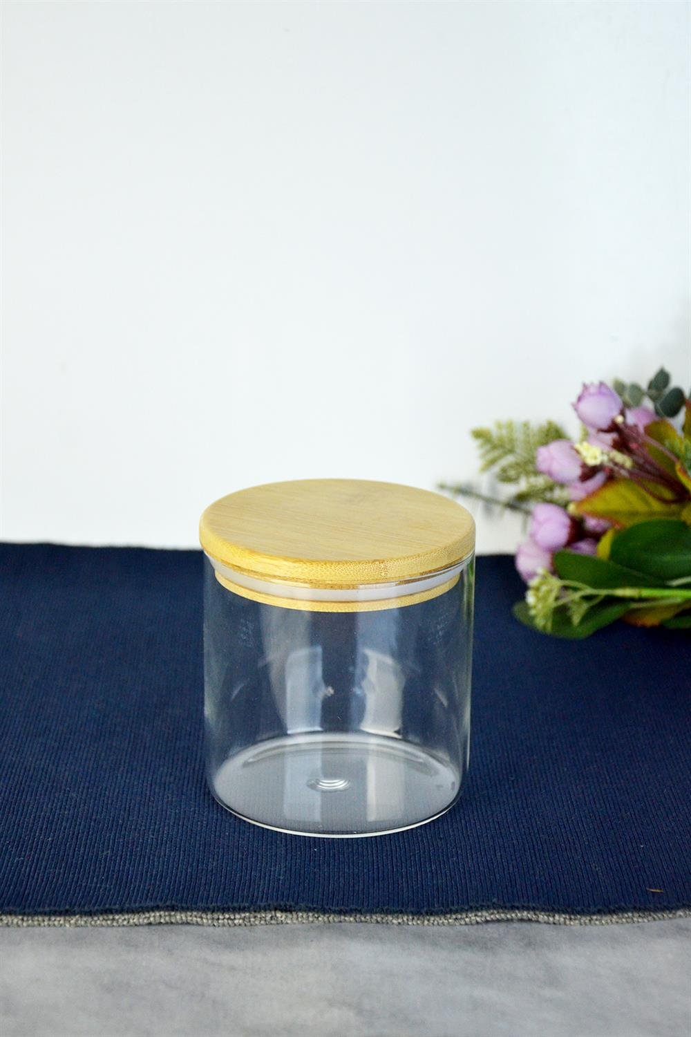 PAÇİ-BAMBU KAPAK 400 ML YUVARLAK DÖKME KAVANOZ