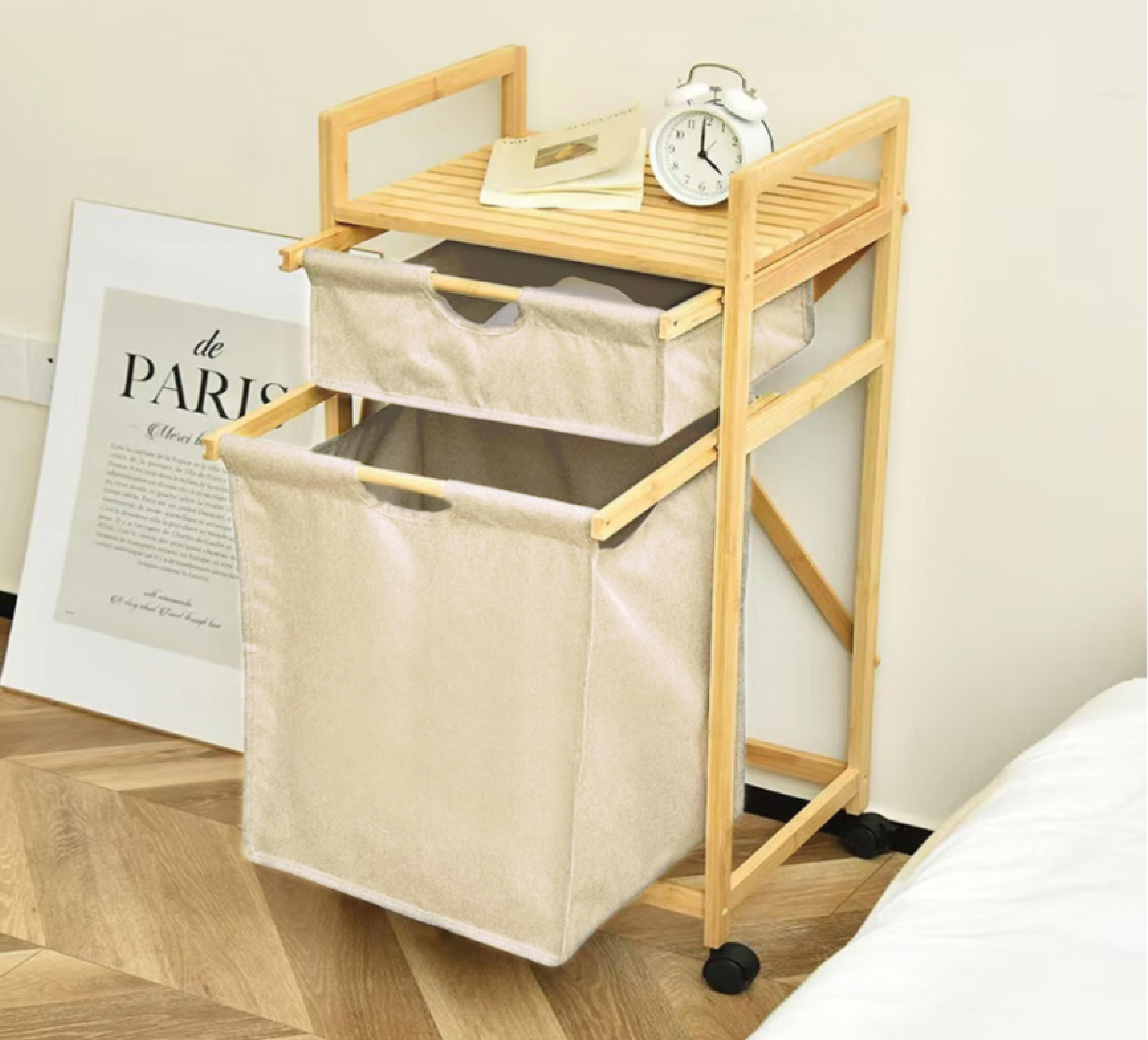 PAÇİ-BAMBU KREM ÇAMAŞIR SEPETİ