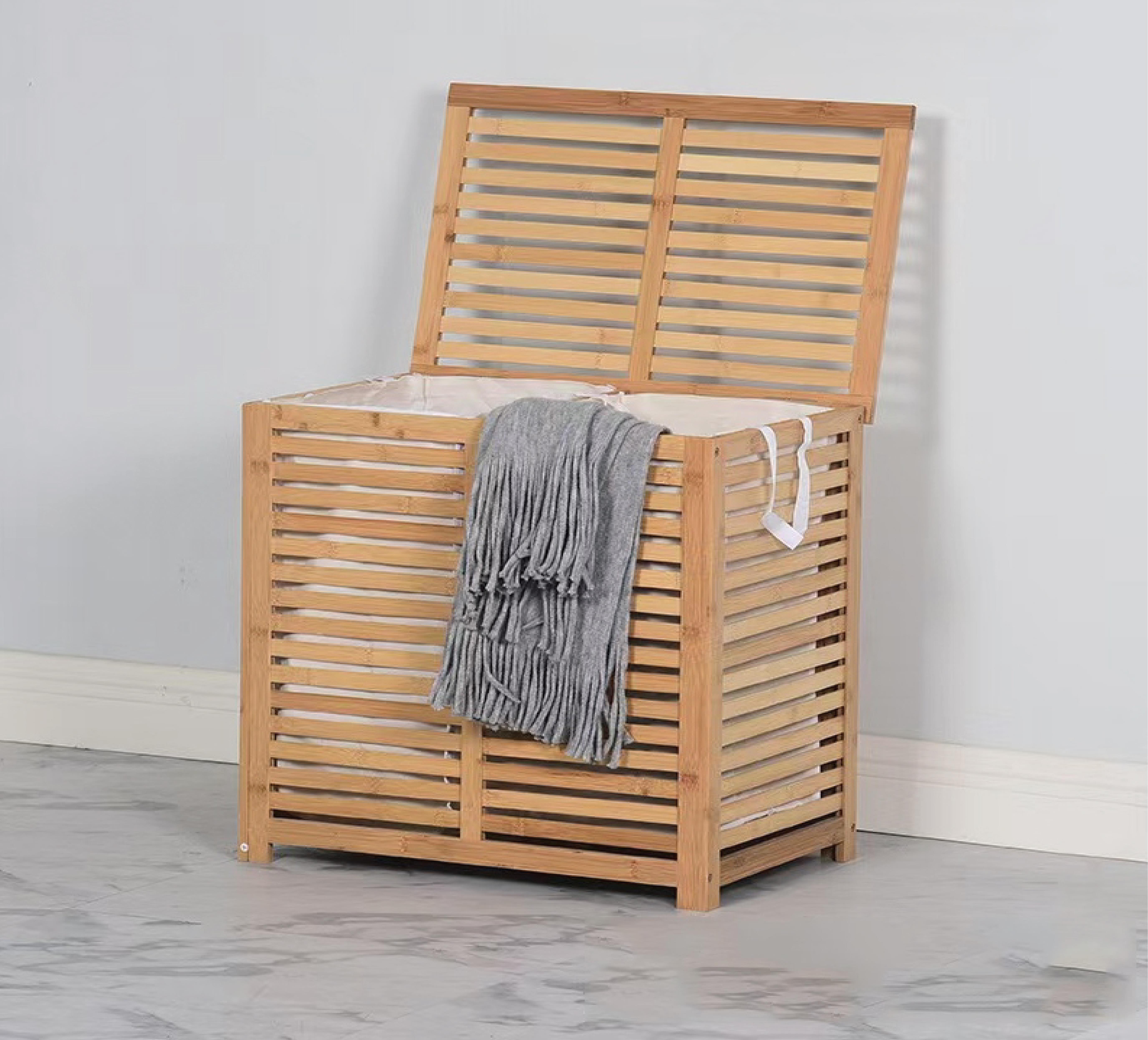 PAÇİ-BAMBU KREM ÇAMAŞIR SEPETİ