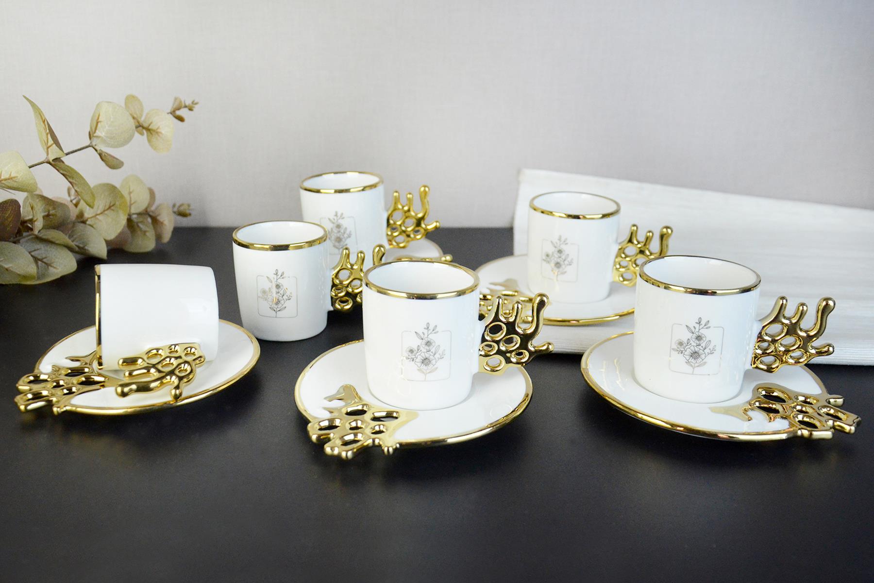 PAÇİ-BENDETTA BEYAZ YALDIZLI KAHVE FİNCANI