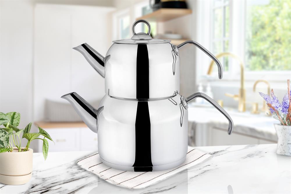 PAÇİ-DELUX MTL.KULPLU 304 ÇELİK ÇAYDANLIK